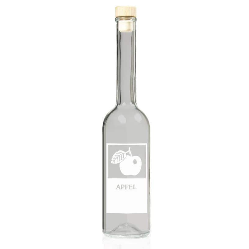 Skleněná lahev 200 ml 'Opera', motiv: Jablko, uzávěr: korek