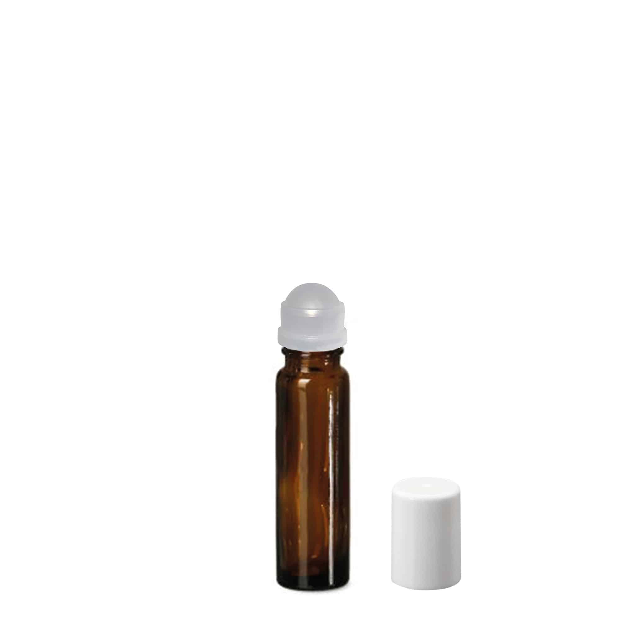 10 ml roll-on lahvička, sklo, hnědá, hrdlo: šroubovací uzávěr
