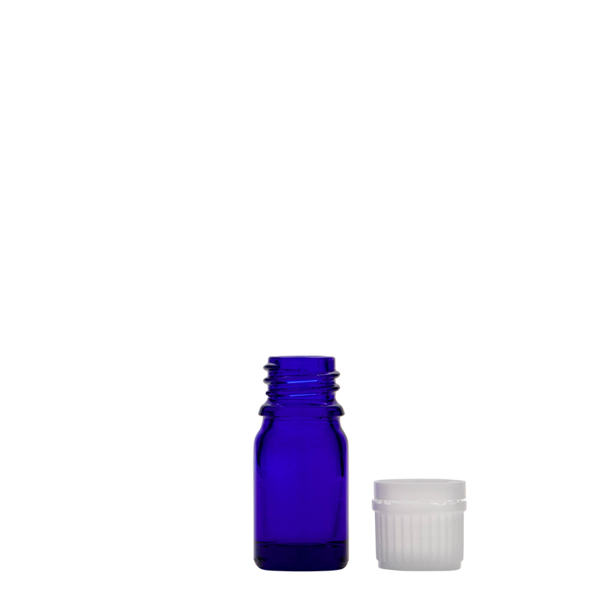 5 ml lékovka, sklo, královská modř, hrdlo: DIN 18 5 ml lékovka, sklo, královská modř, hrdlo: DIN 18