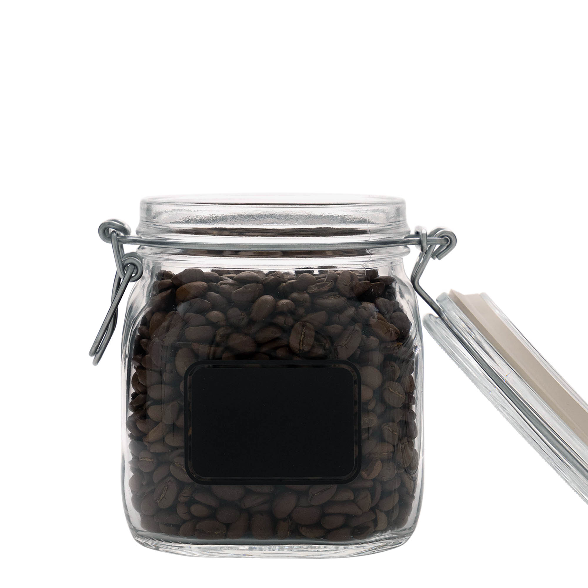 750 ml drátěná zavařovací sklenice 'Fido', motiv: štítek, čtvercová, hrdlo: drátěné zavírání 750 ml drátěná zavařovací sklenice 'Fido', motiv: štítek, čtvercová, hrdlo: drátěné zavírání