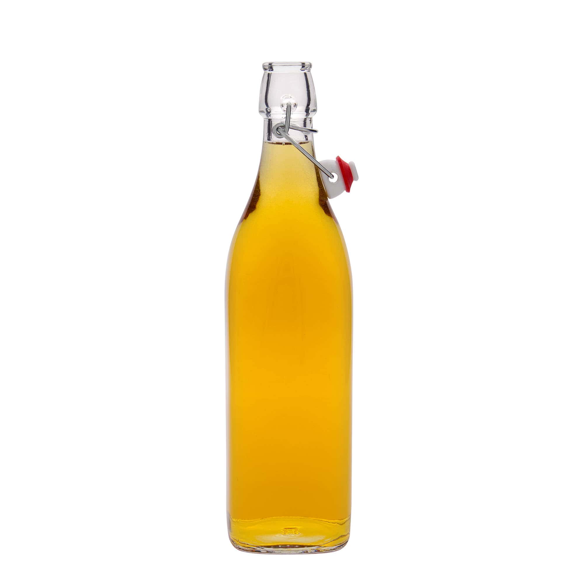 1.000 ml skleněná láhev 'Swing, čtvercová, hrdlo: uzávěr s pákou