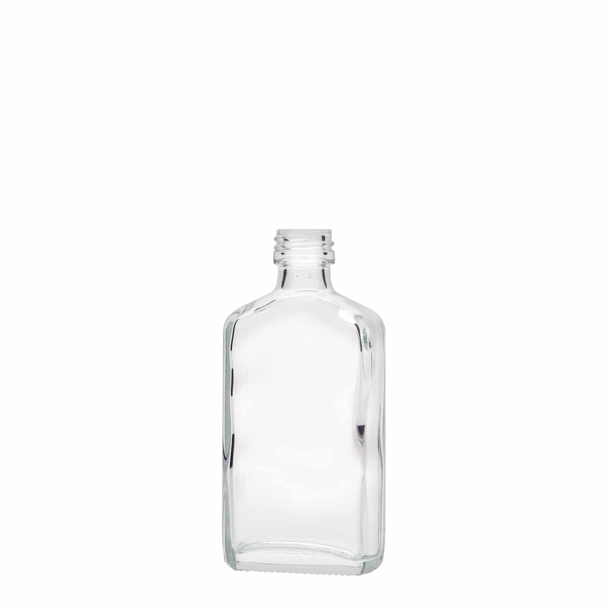 50 ml kapesní lahvička, obdélníková, sklo, hrdlo: PP 18