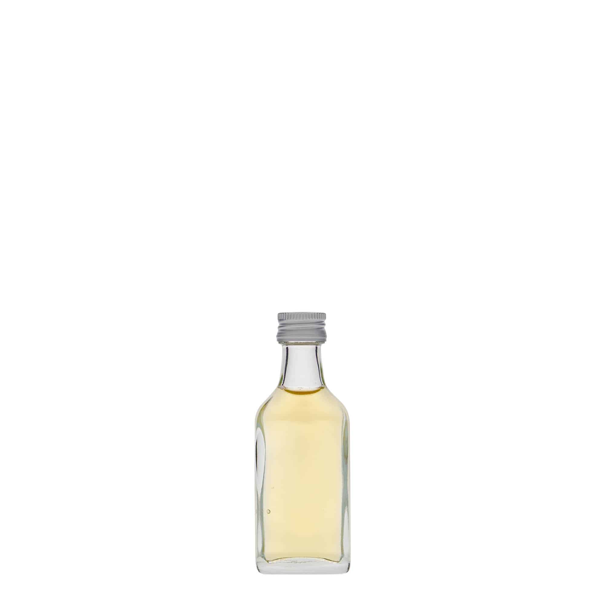 20 ml kapesní lahvička, obdélníková, sklo, hrdlo: PP 18