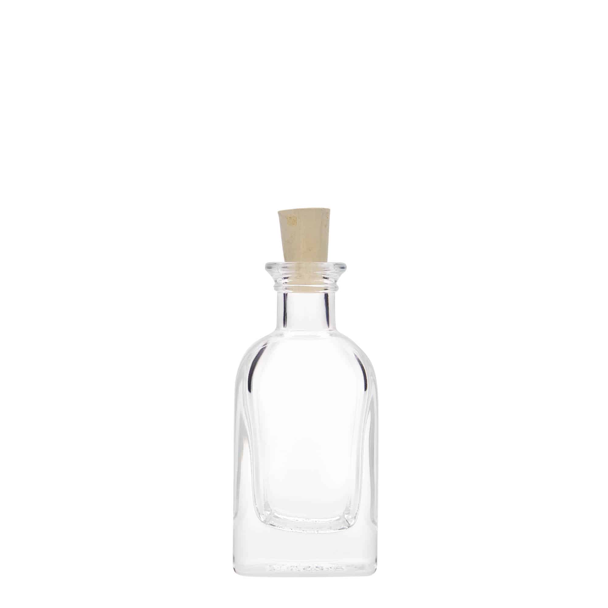 Skleněná lahev 40 ml lékárenská Carré, hranatá, uzávěr: korek