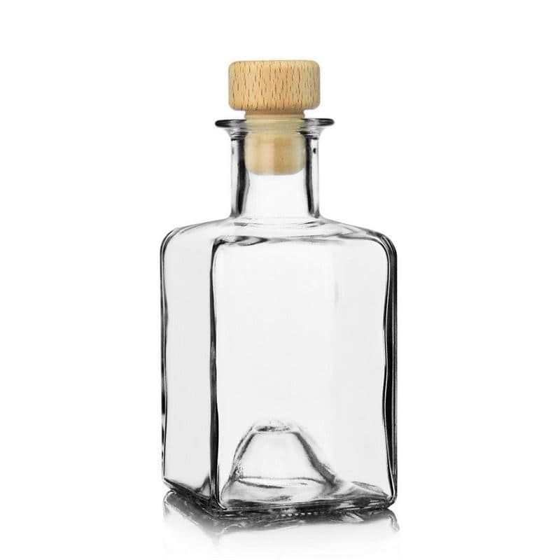 Skleněná lahev 200 ml 'Kubica', čtvercová, uzávěr: korek