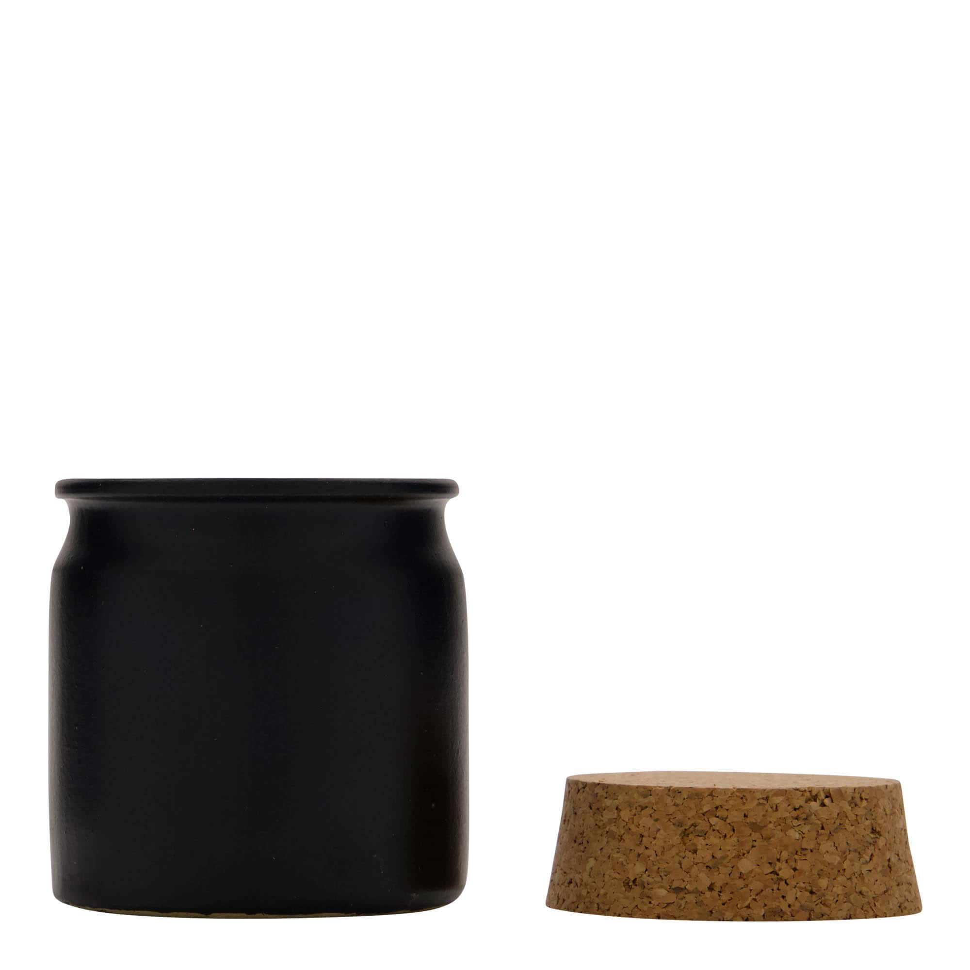 Kameninový hrnec 160 ml, keramika, černá, uzávěr: korek