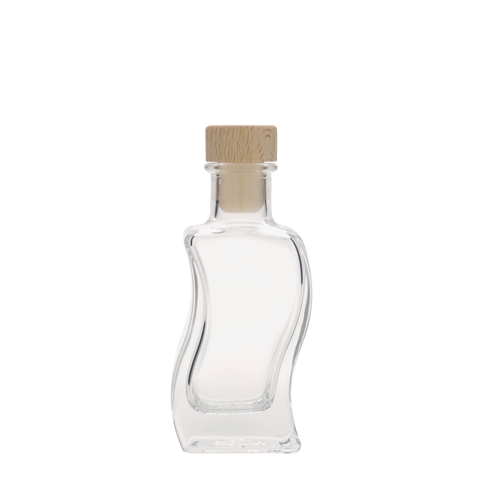 100 ml skleněná lahvička 'Vlna', čtvercová, hrdlo: korek 100 ml skleněná lahvička 'Vlna', čtvercová, hrdlo: korek