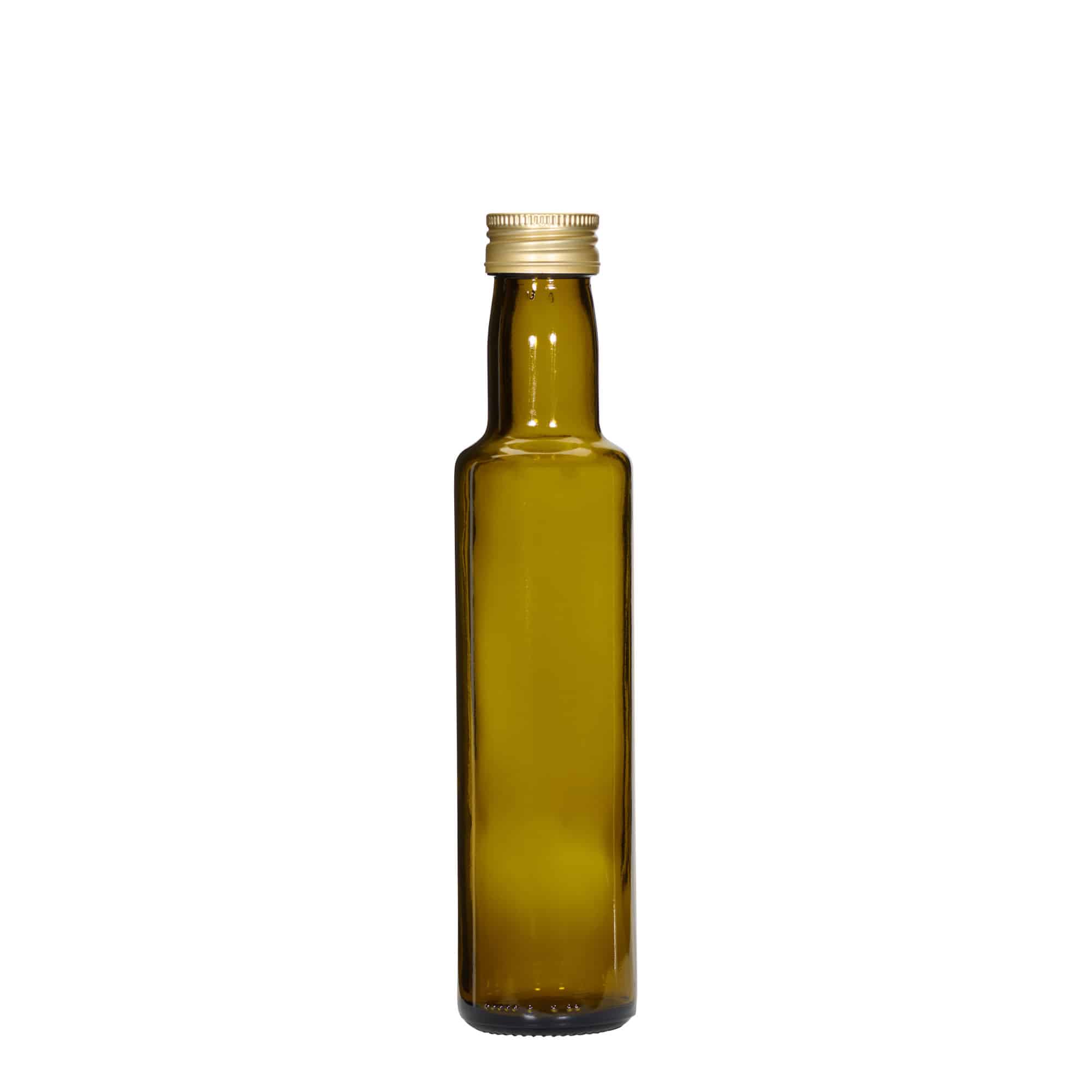 250 ml skleněná láhev „Dorica“, antikzelená, hrdlo: PP 31,5