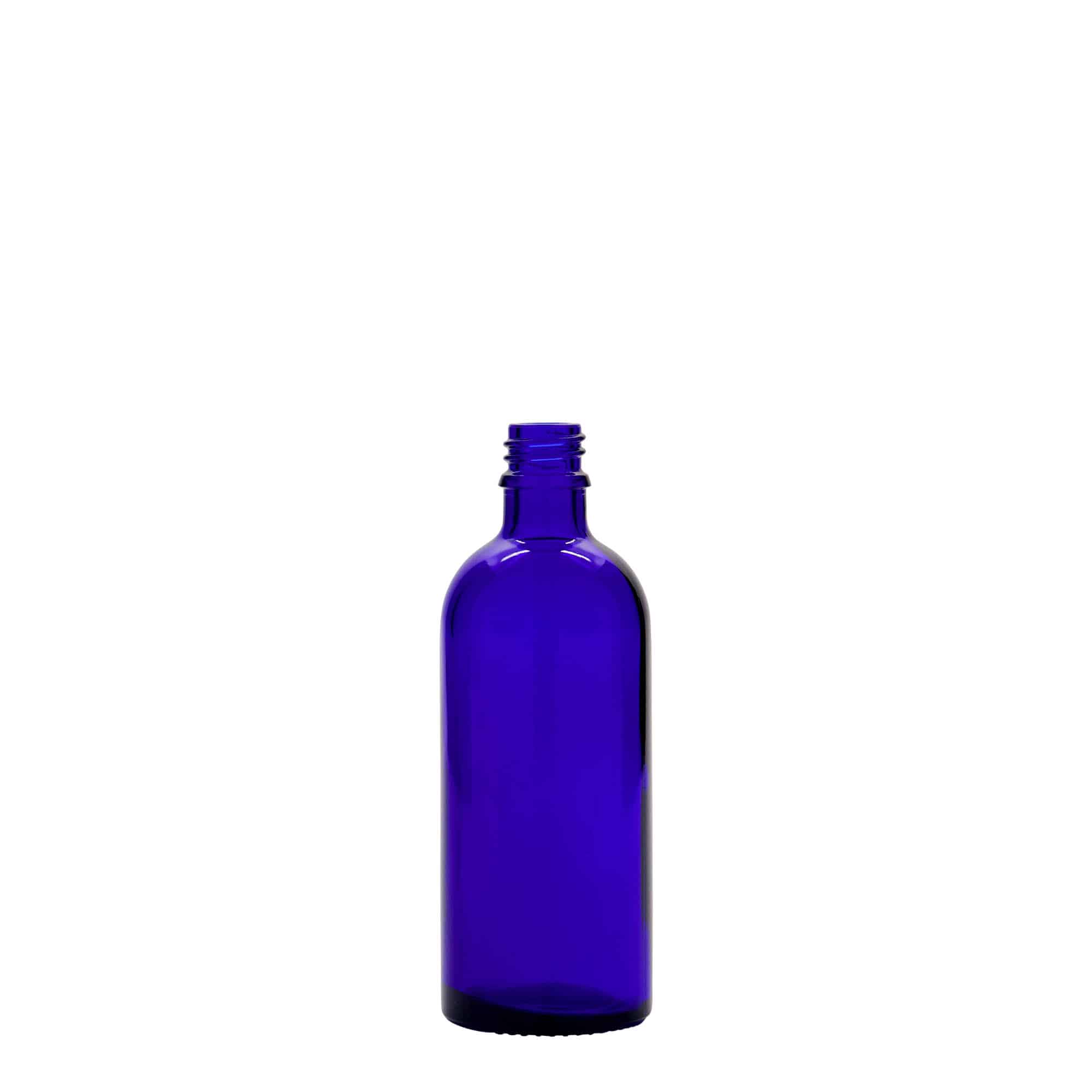 Lékovka 100 ml, sklo, královská modř, ústí: DIN 18