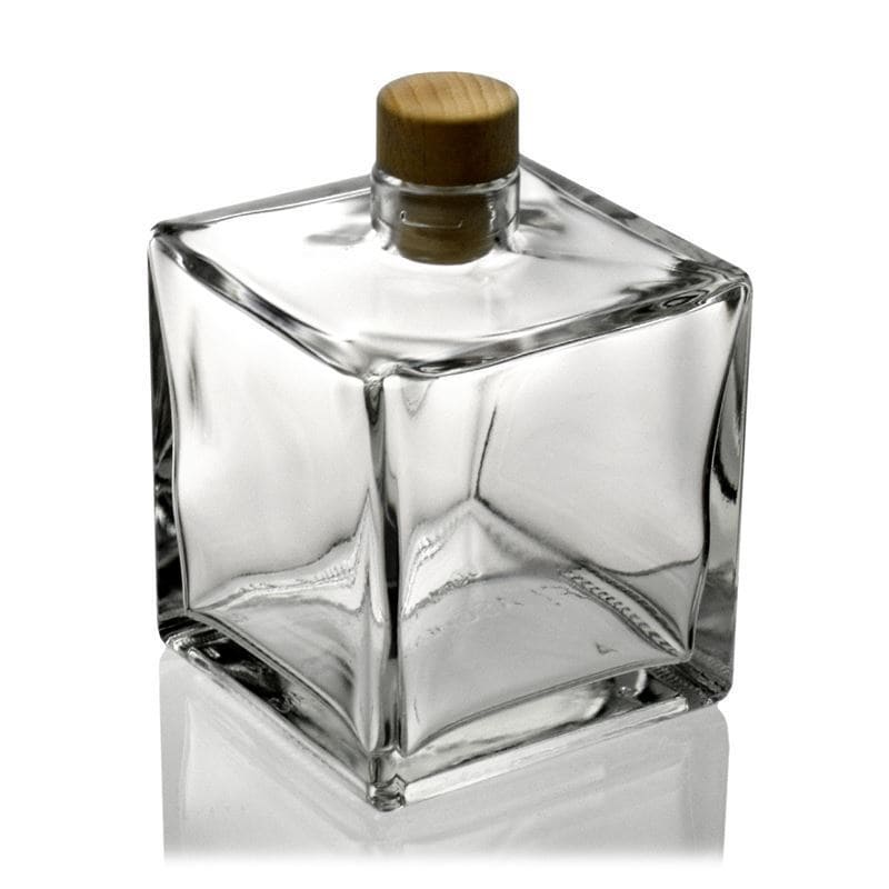 Skleněná lahev 500 ml 'Cube', čtvercová, černá, uzávěr: korek