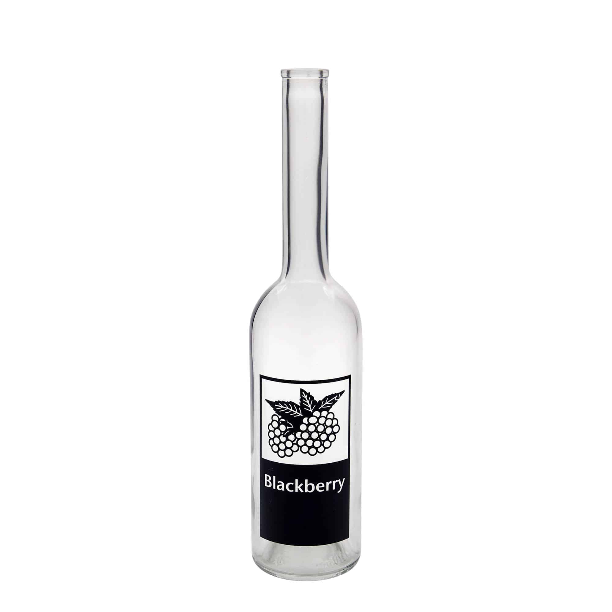 Skleněná lahev 500 ml 'Opera', motiv: Blackberry, uzávěr: korek Skleněná lahev 500 ml 'Opera', motiv: Blackberry, uzávěr: korek