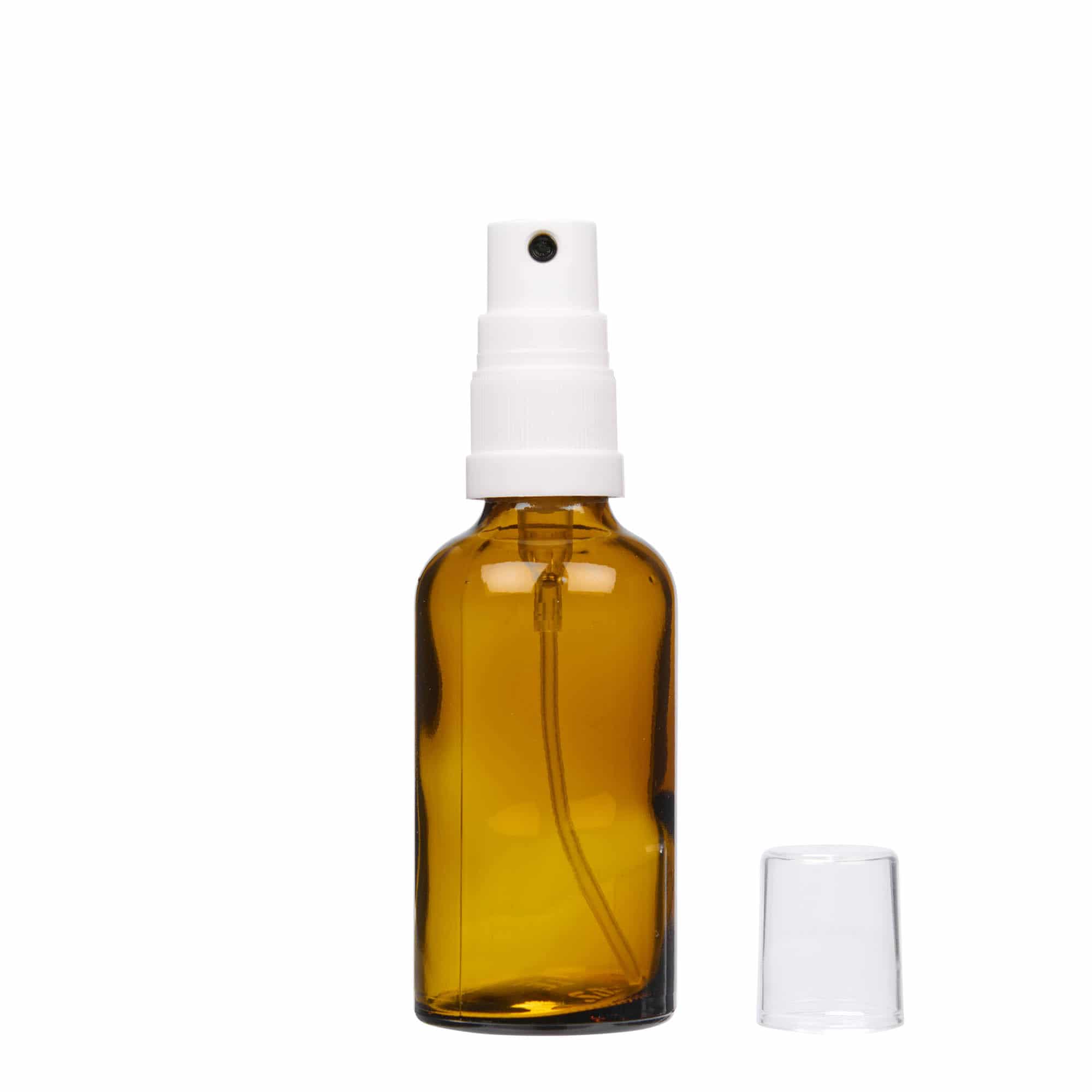 50 ml rozprašovací lahvička lékařská, sklo, hnědá, hrdlo: DIN 18