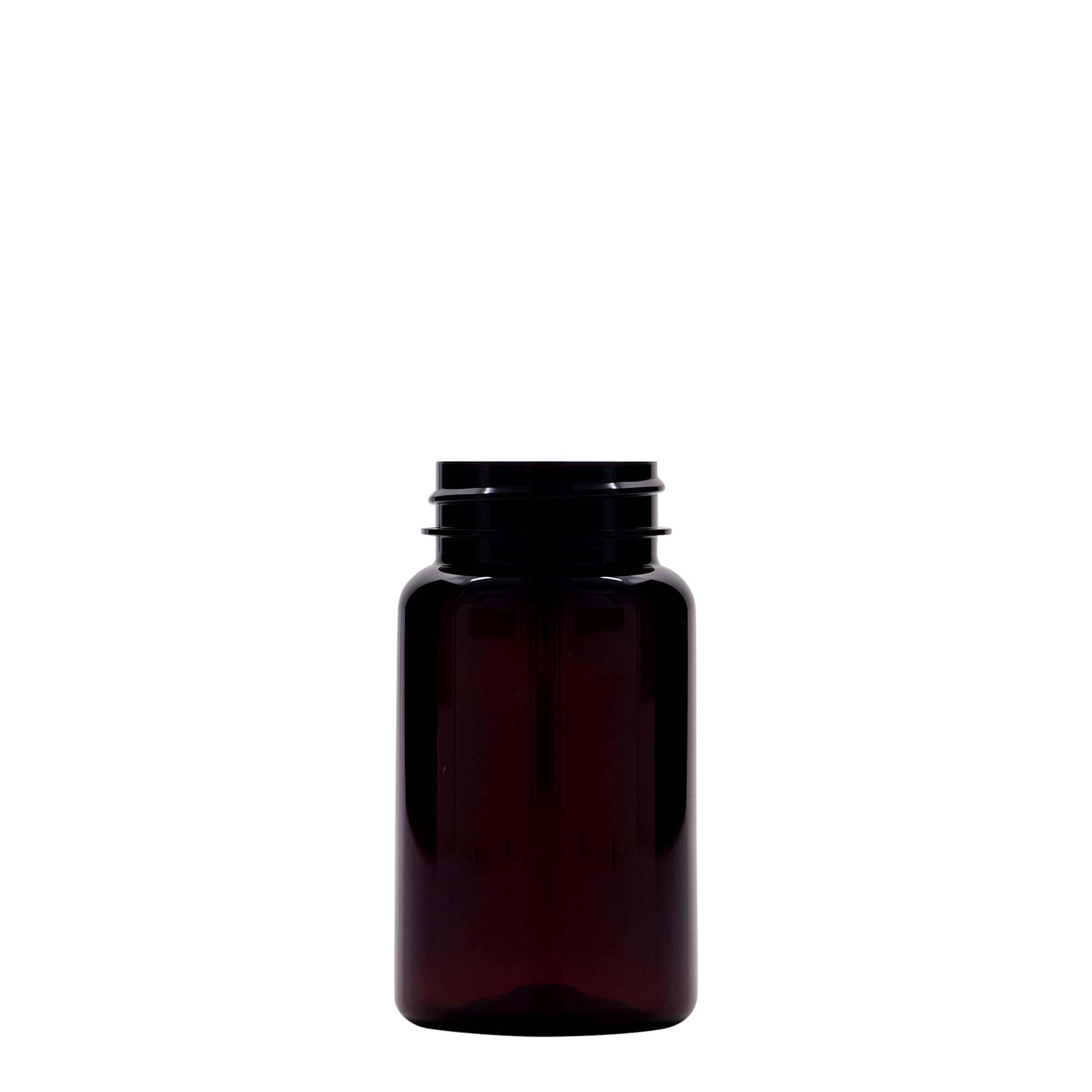 100 ml PET lahvička, plast, hnědá, hrdlo: 38/400
