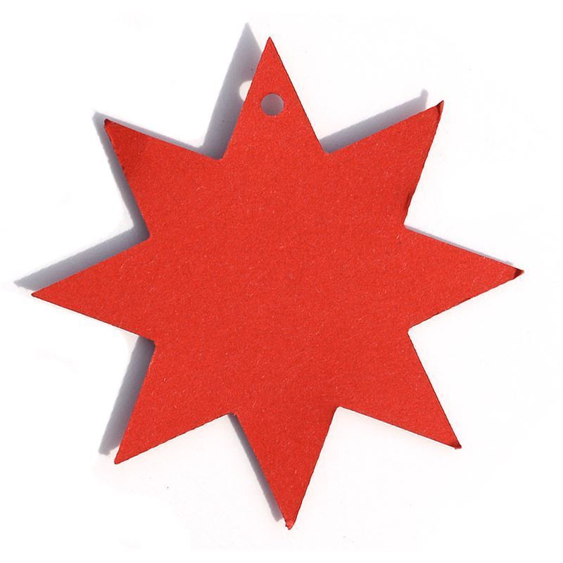 Závěsný štítek hvězda, červený