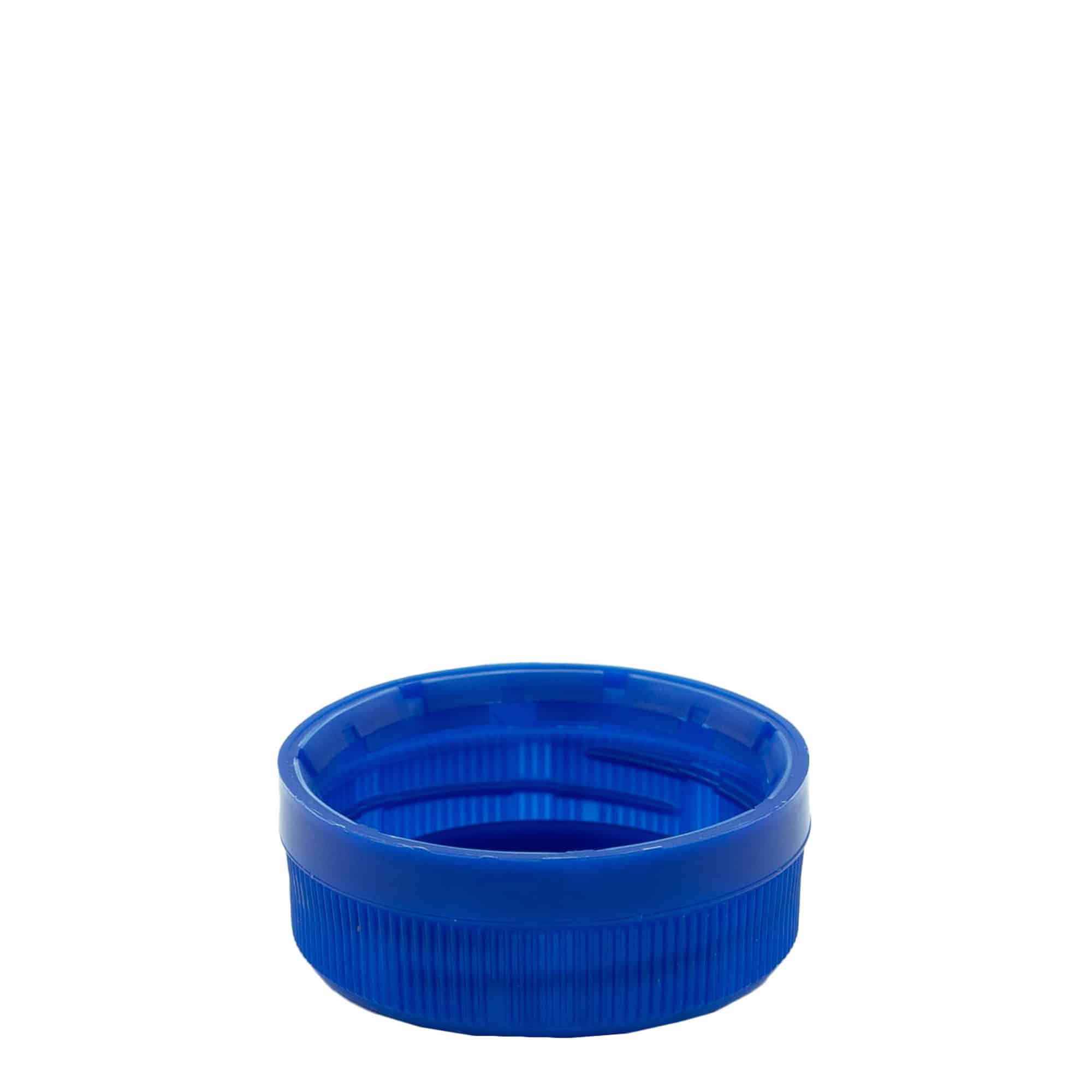 Šroubovací uzávěr s dvoucestným závitem, plast PE, modrý, pro ústí: PET 38 mm