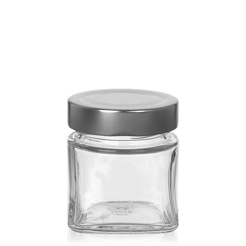 Čtyřúhelníková sklenice 106 ml 'Luxor', uzávěr: Deep Twist Off (DTO 58)