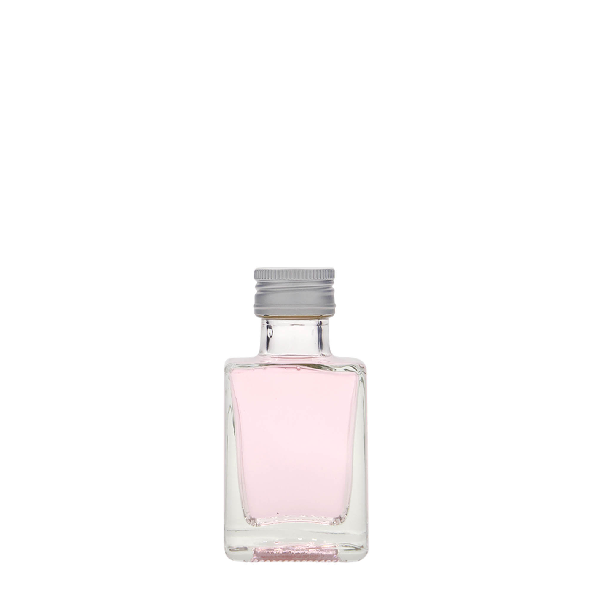 50 ml skleněná lahvička 'Cube', čtvercová, hrdlo: PP 24
