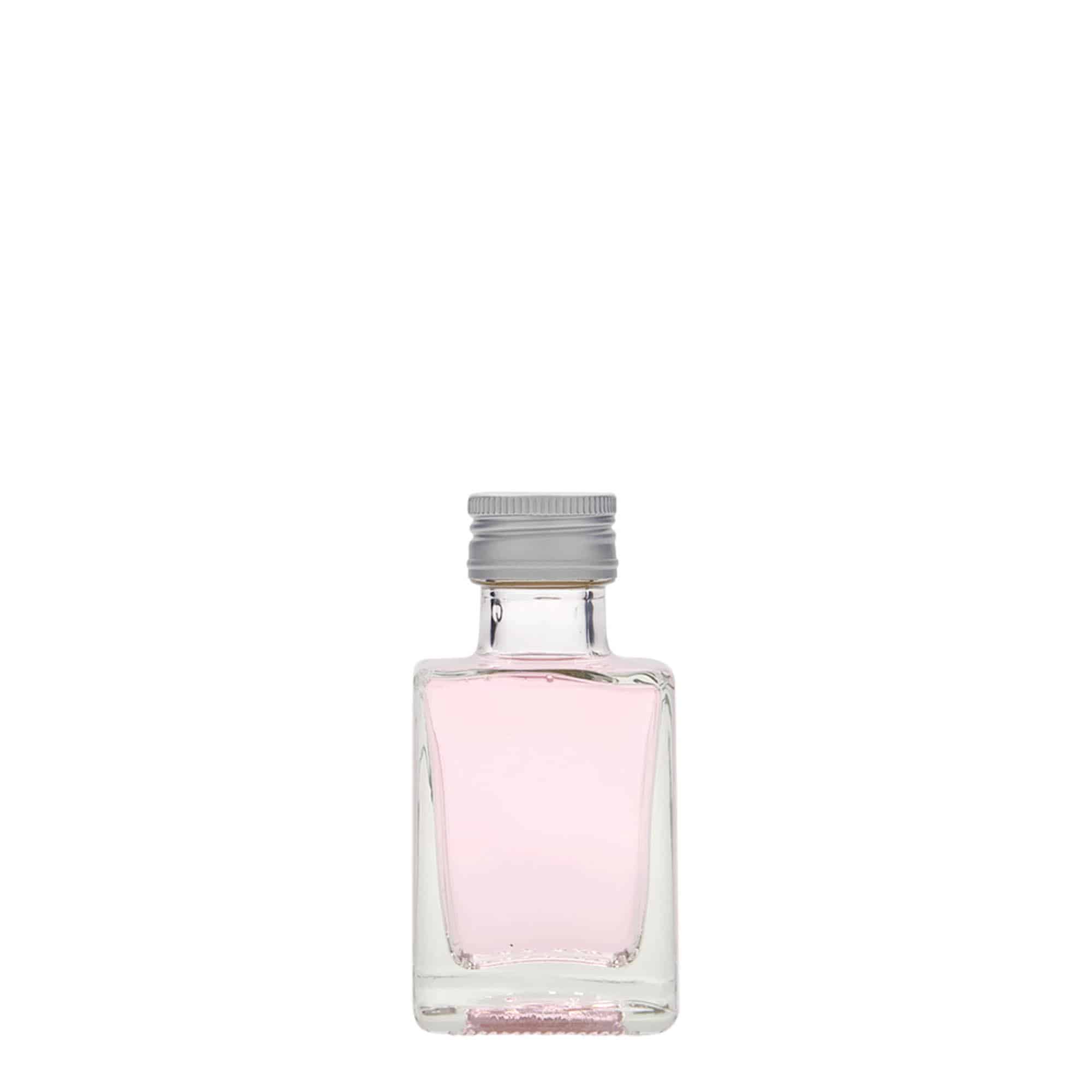 50 ml skleněná lahvička „Cube“, čtvercová, hrdlo: PP 24