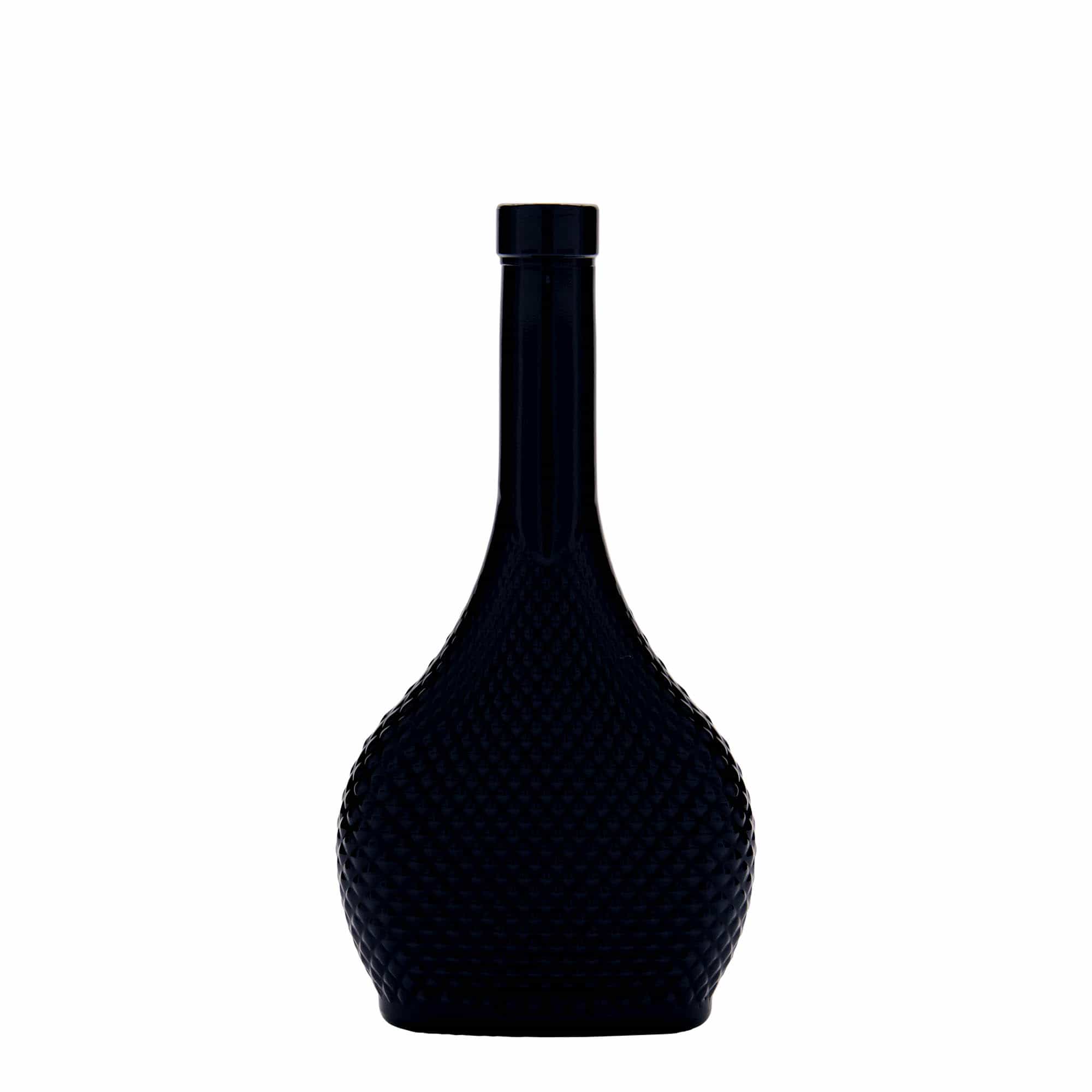 Skleněná lahev 200 ml 'Contessa Diamante', oválná, černá, uzávěr: korek