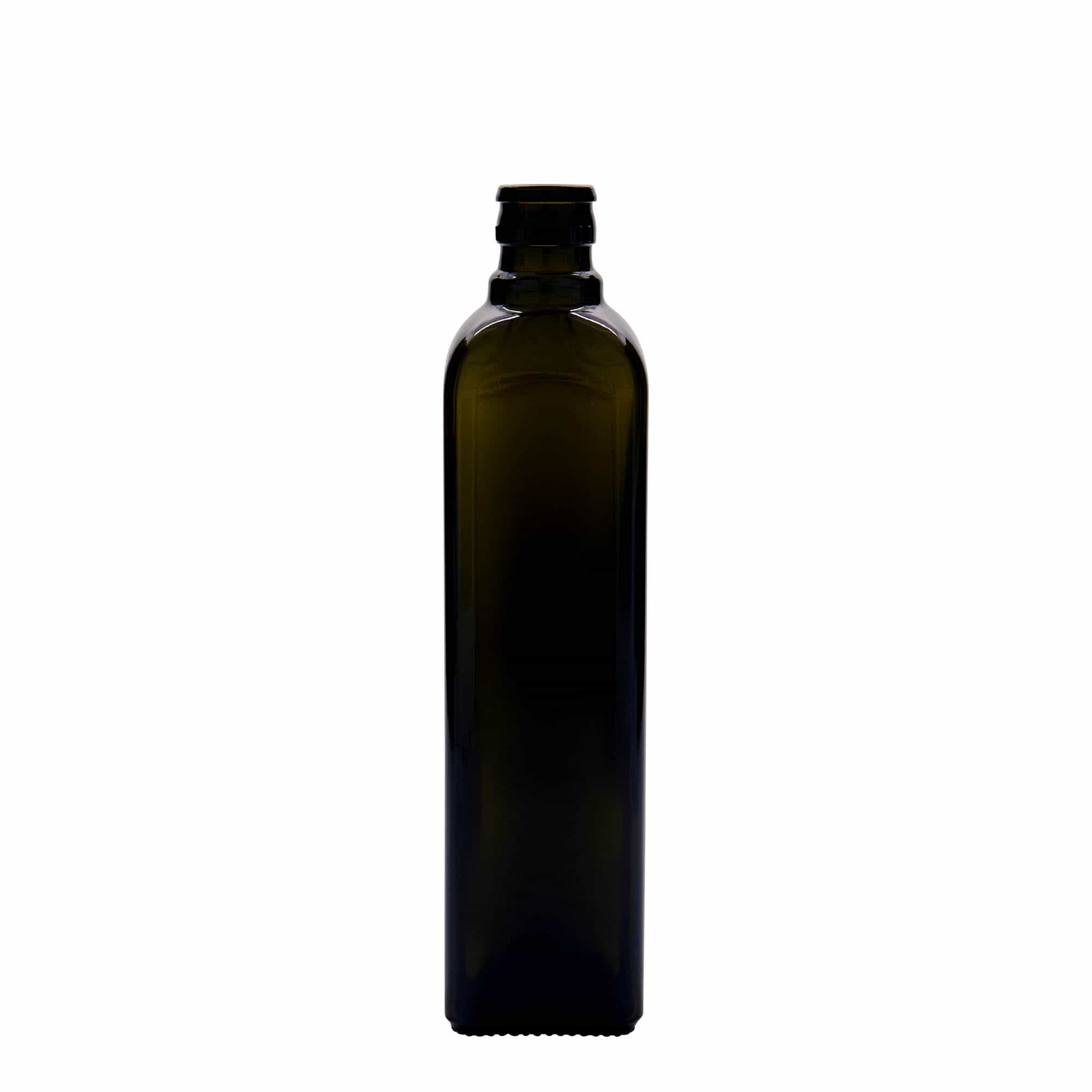 Lahev na ocet/olej 500 ml 'Quadra', sklo, čtvercová, starožitná zelená, ústí: DOP Lahev na ocet/olej 500 ml 'Quadra', sklo, čtvercová, starožitná zelená, ústí: DOP