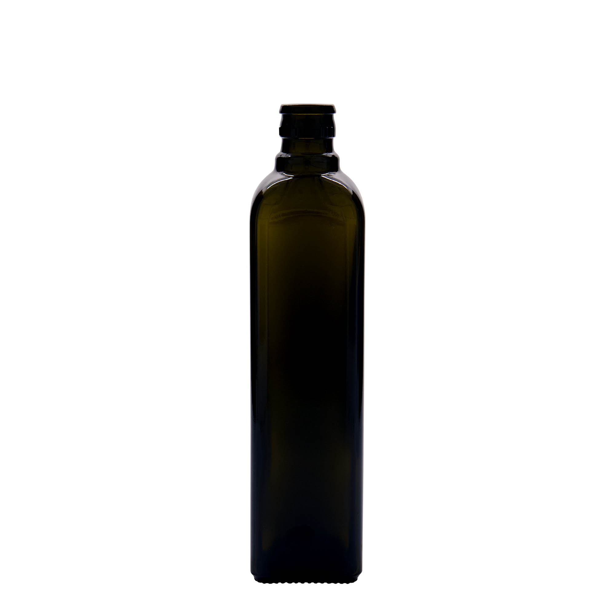 500 ml láhev na ocet/olej 'Quadra', sklo, čtvercová, starozelená, hrdlo: DOP