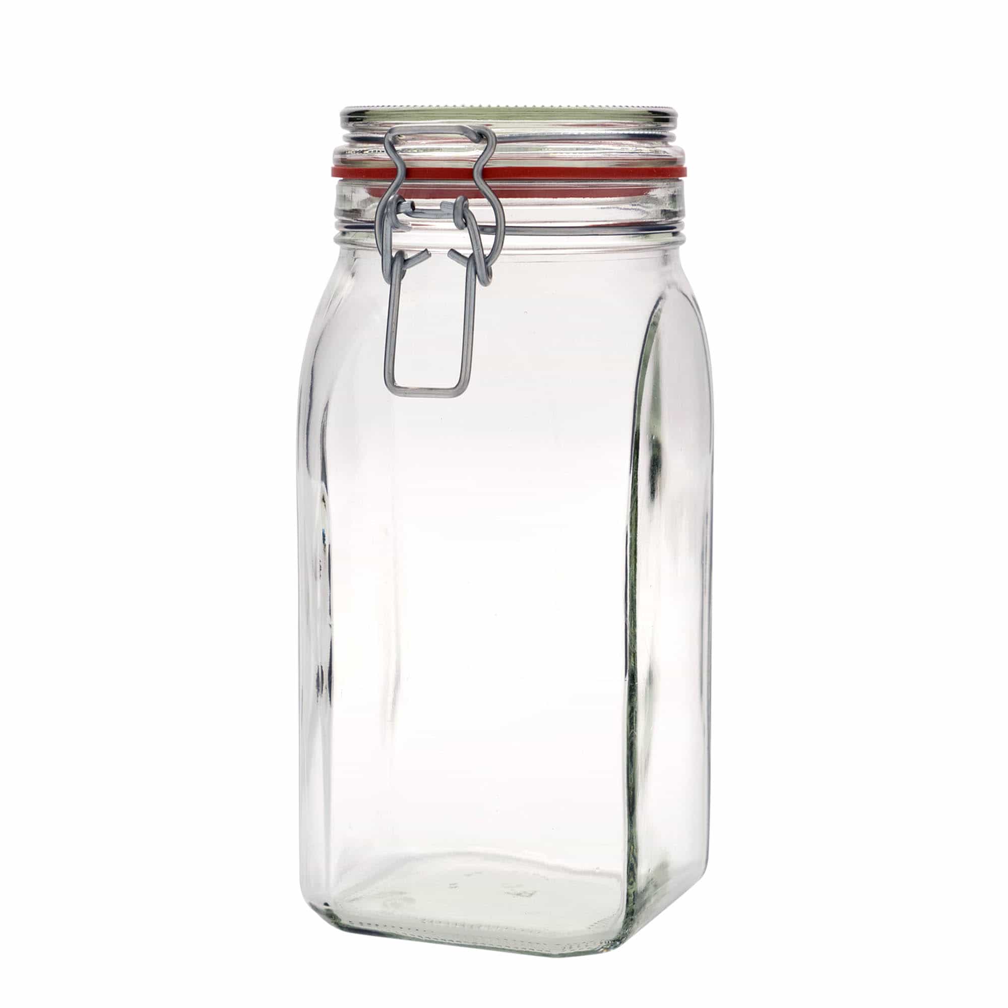 Sklenice s drátěným uzávěrem 1540 ml, čtvercová, uzávěr: drátěný uzávěr