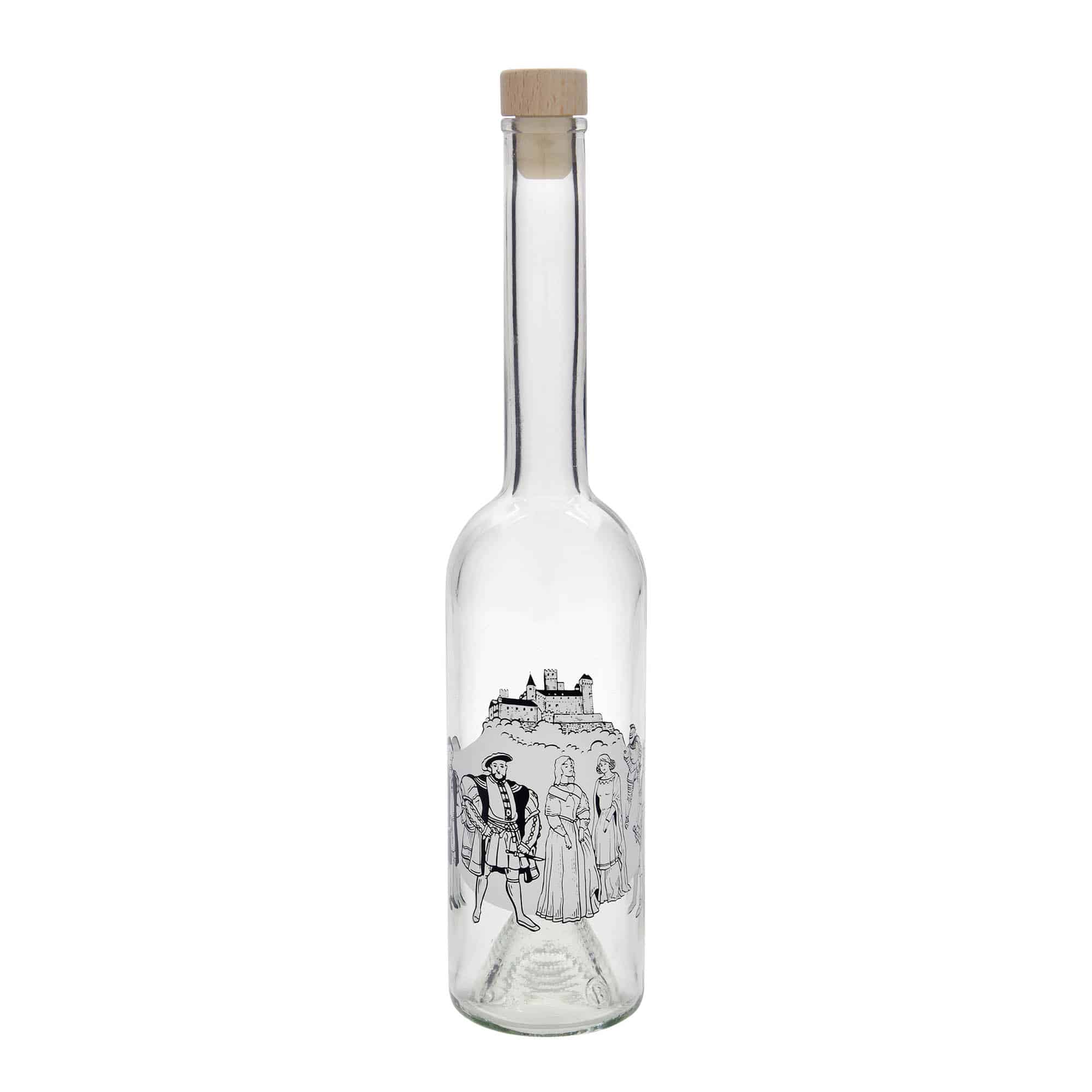 Skleněná lahev 500 ml 'Opera', motiv: Středověk, uzávěr: korek