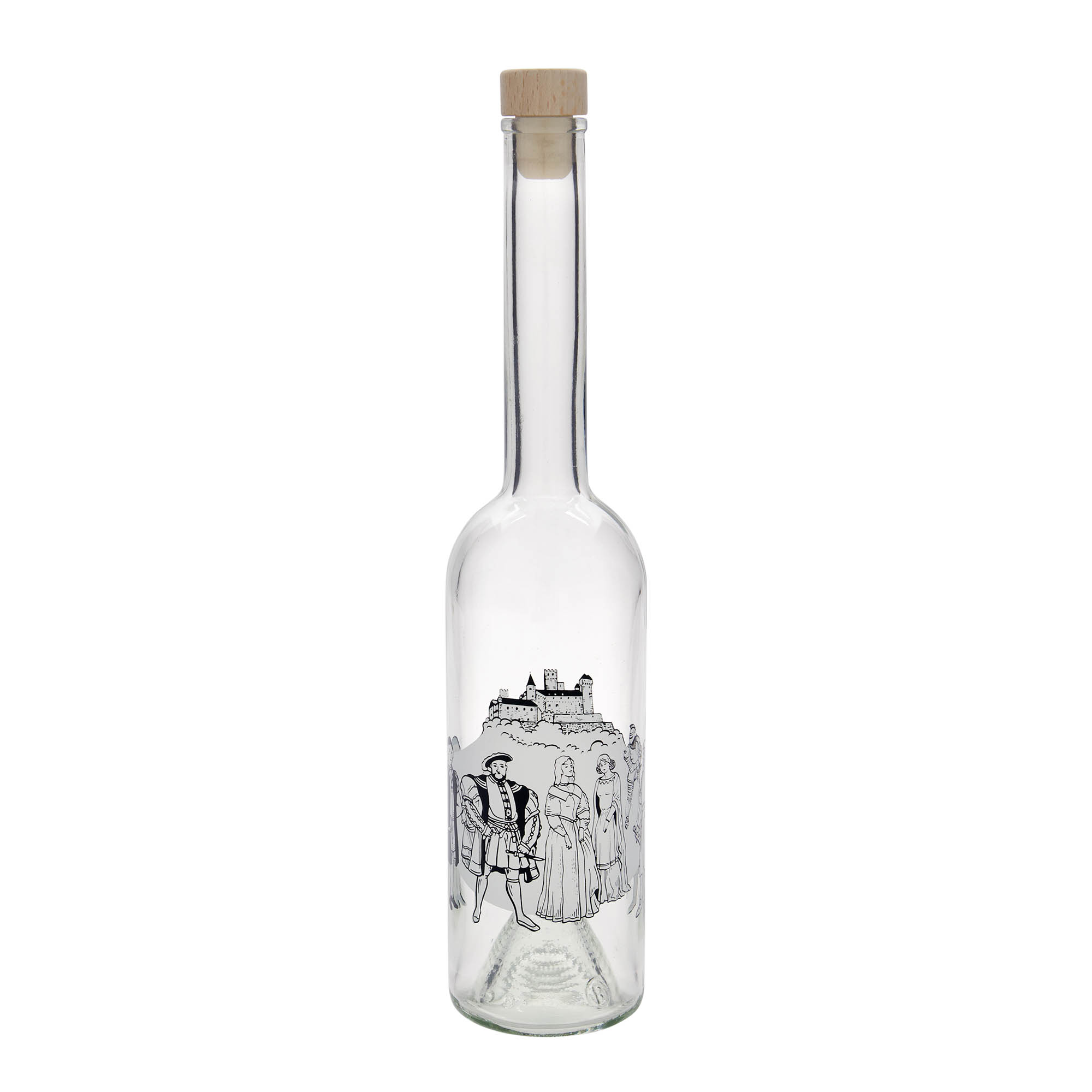 500 ml skleněná láhev 'Opera', motiv: Středověk, hrdlo: korek