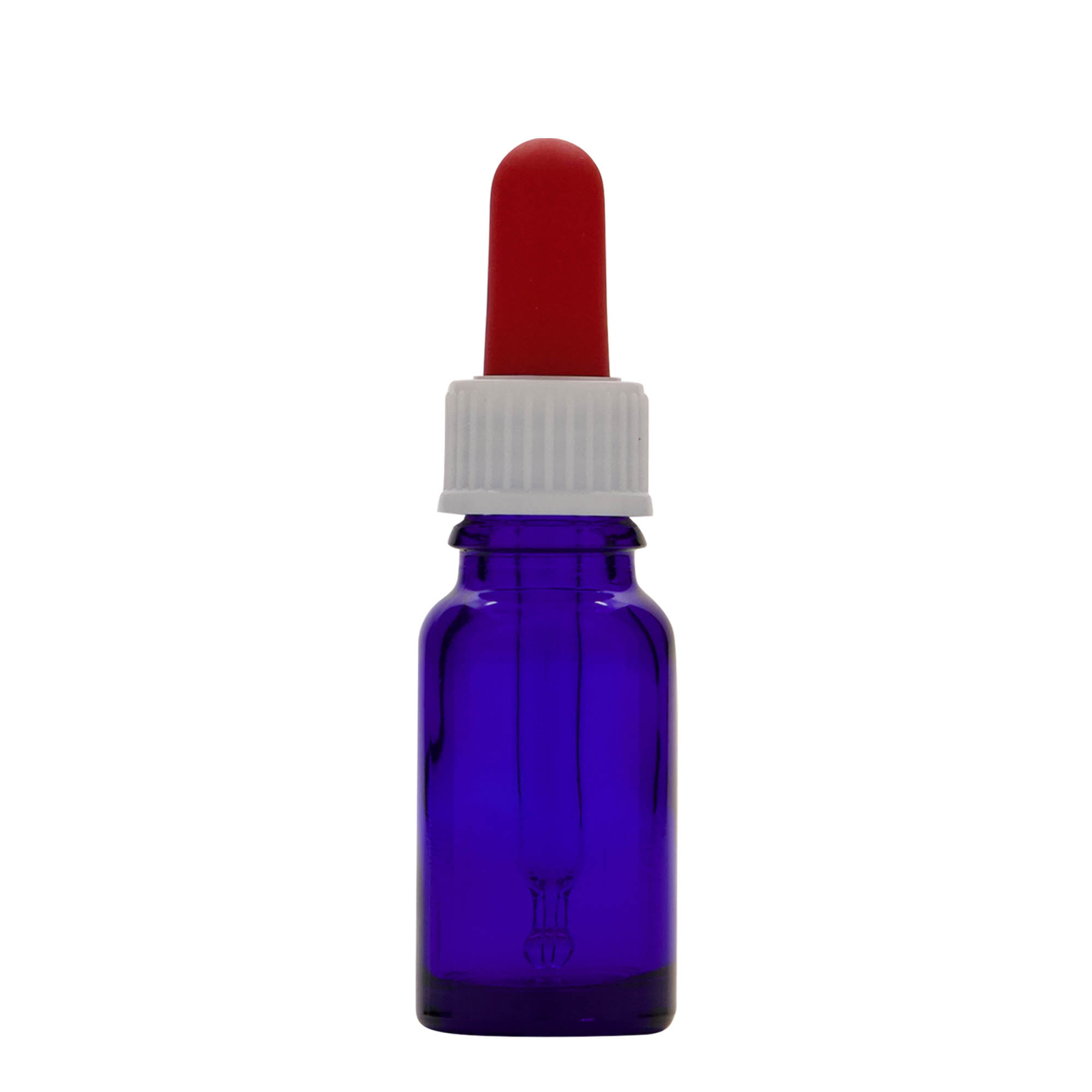 10 ml kapátková lahvička lékařská, sklo, královská modrá-červená, hrdlo: DIN 18