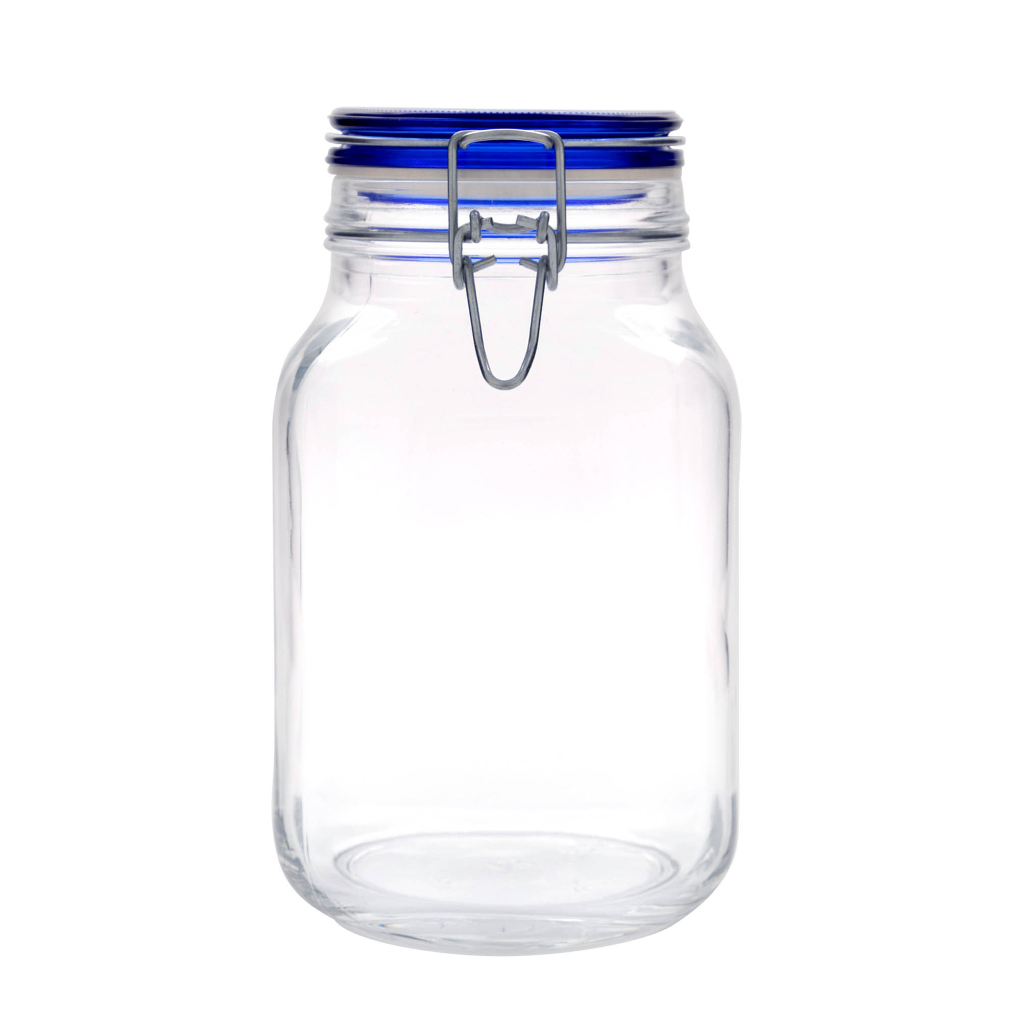 2.000 ml drátové uzávěrové sklenice „Fido“ modrý uzávěr, čtvercová, hrdlo: drátový uzávěr