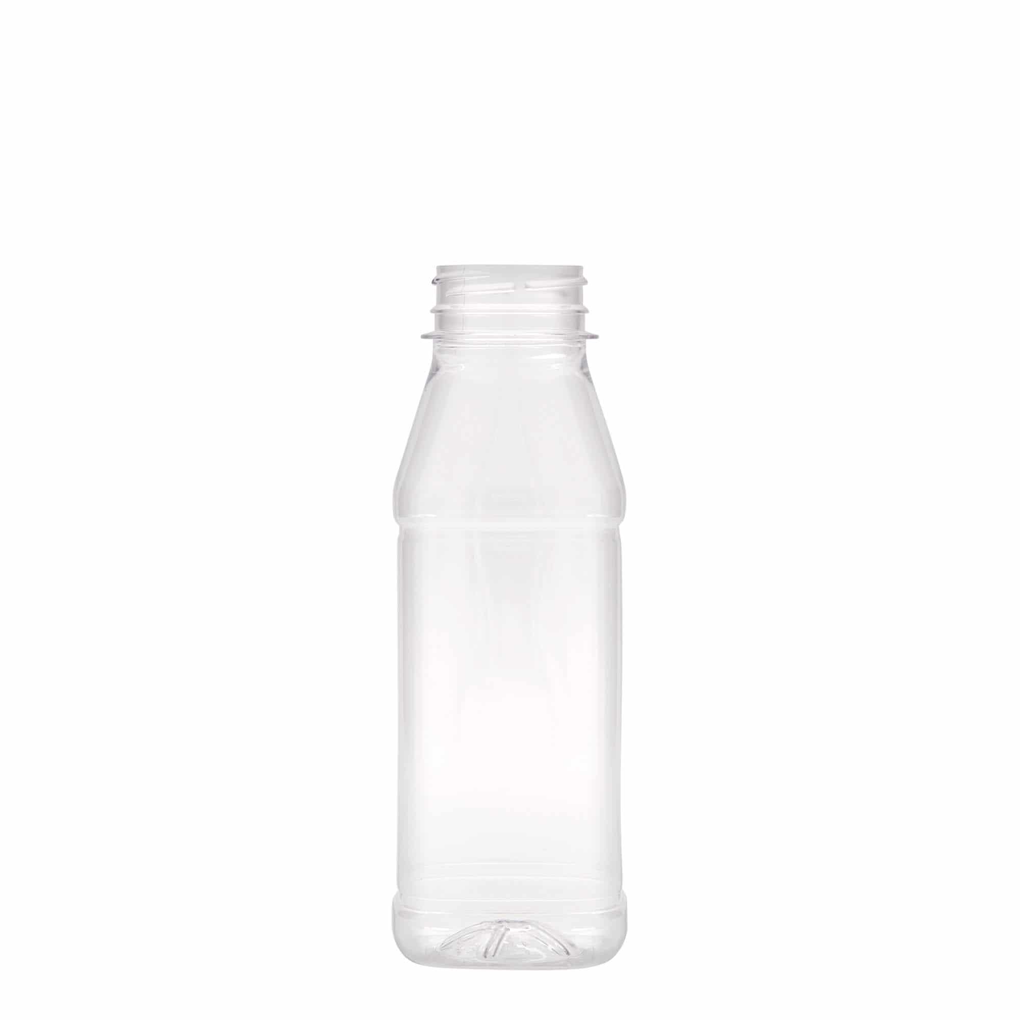 PET lahev 330 ml 'Milk and Juice Carré', čtvercová, plast, ústí: 38 mm