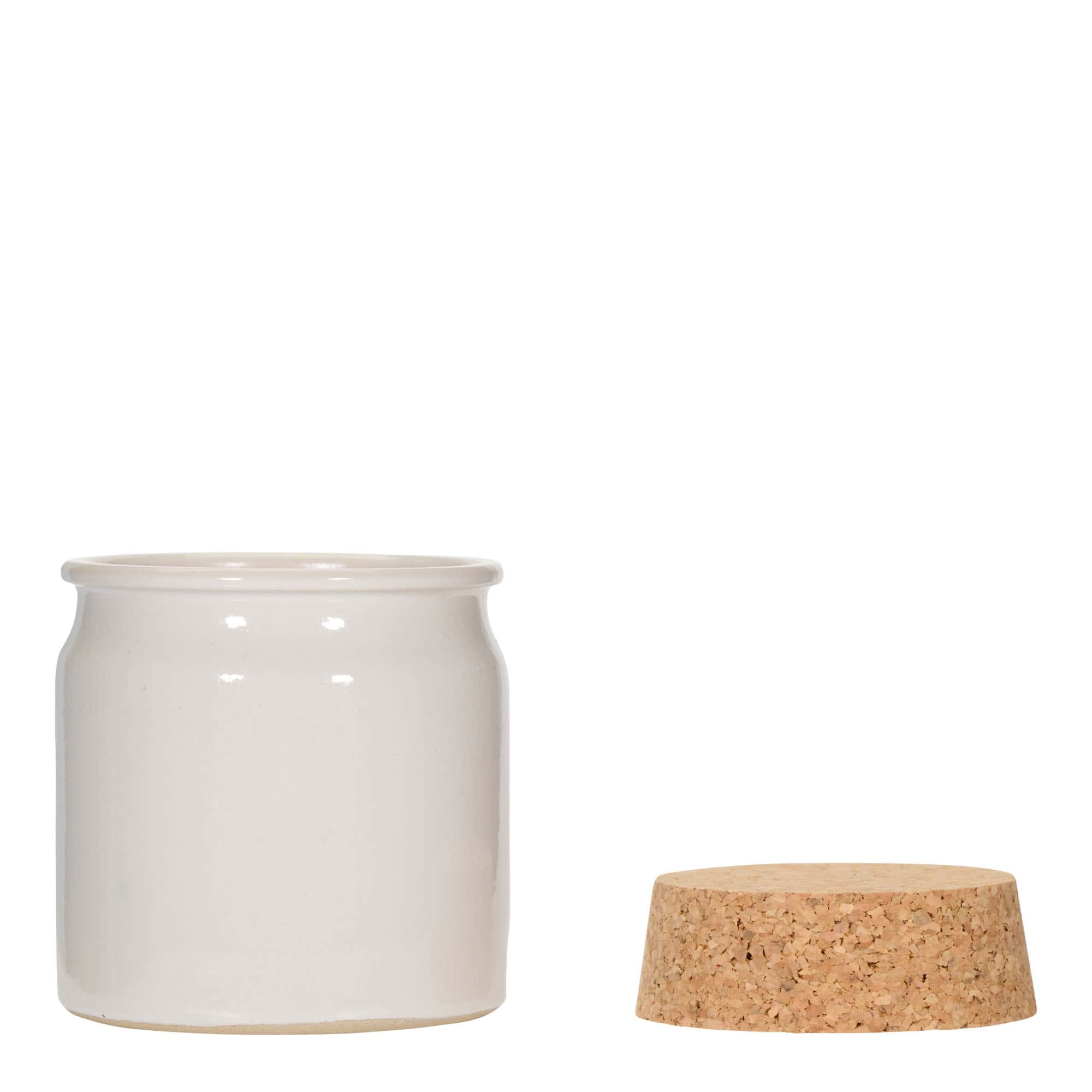 Kameninový hrnec 160 ml, keramika, bílá, uzávěr: korek