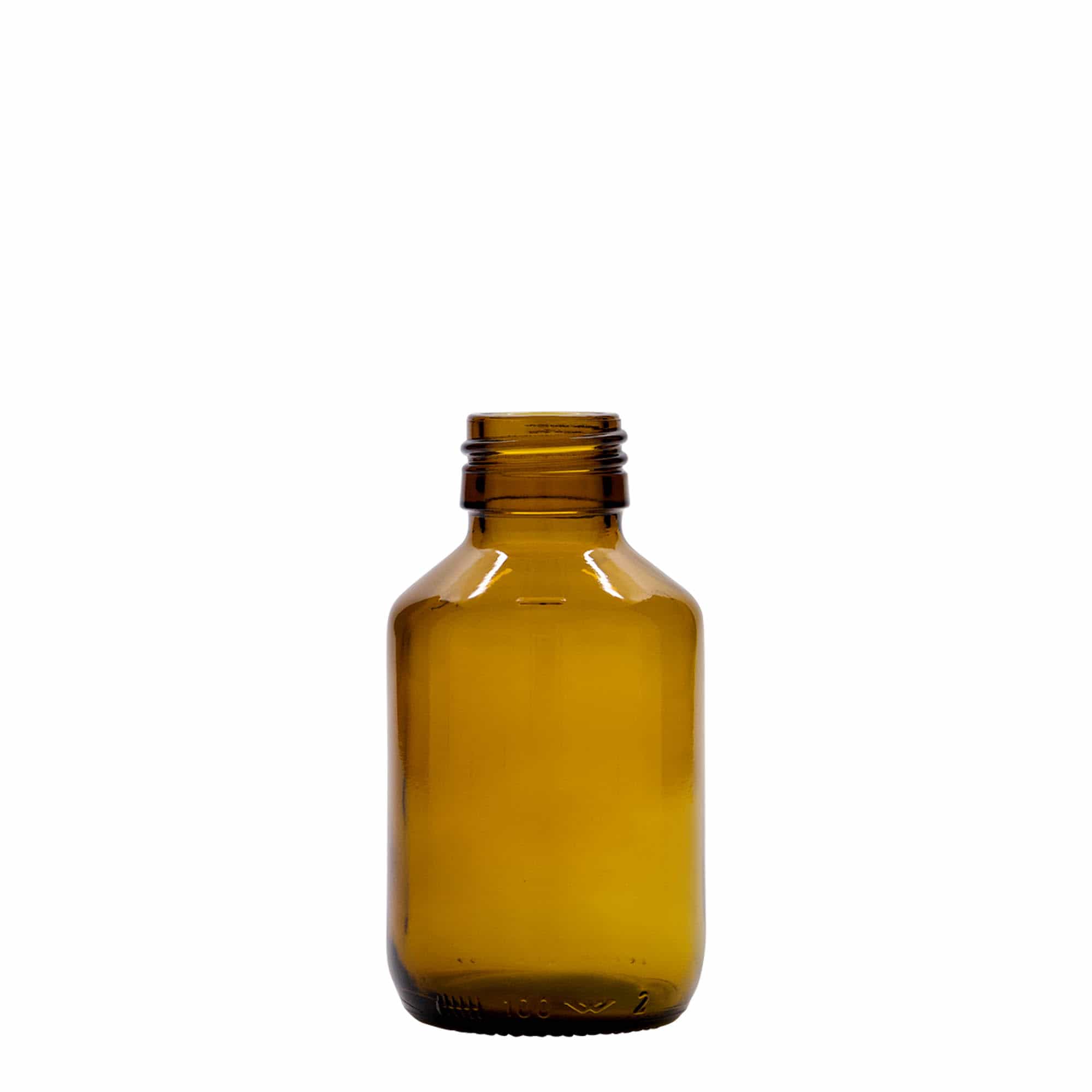 100 ml lékovka, hnědá, sklo, hrdlo: PP 28