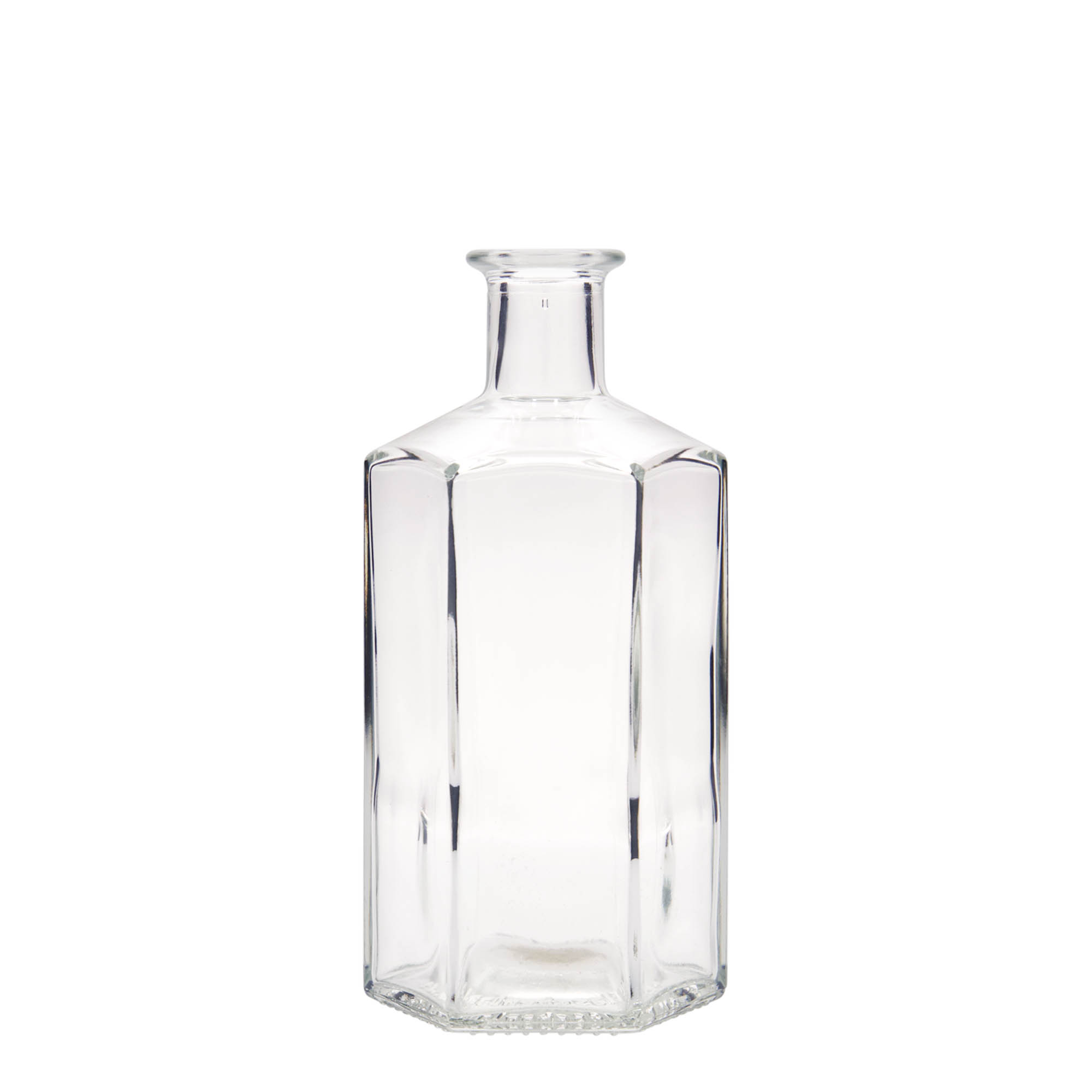 500 ml skleněná láhev lékárníka 'Jimmy', šestihranná, hrdlo: korkové