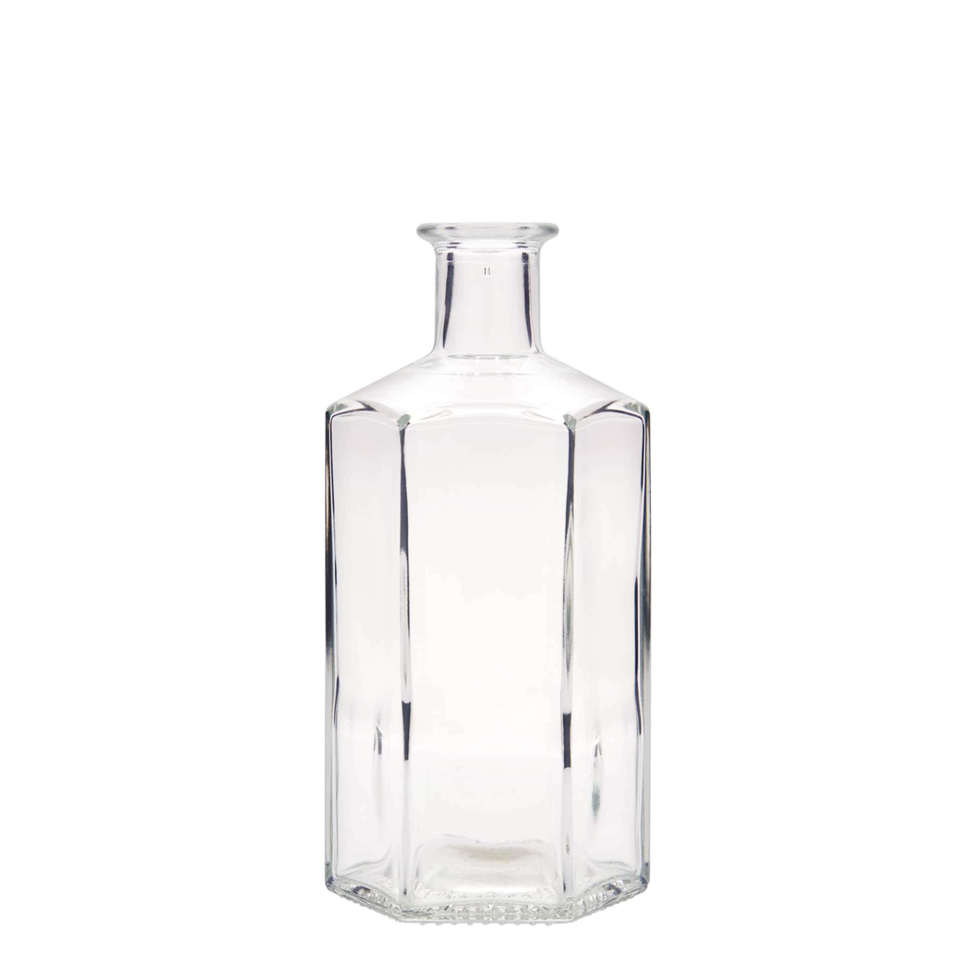 500 ml skleněná láhev lékárníka 'Jimmy', šestihranná, hrdlo: korkové