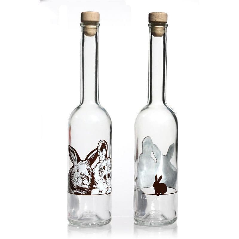 Skleněná lahev 500 ml 'Opera', motiv: Králík, uzávěr: korek Skleněná lahev 500 ml 'Opera', motiv: Králík, uzávěr: korek