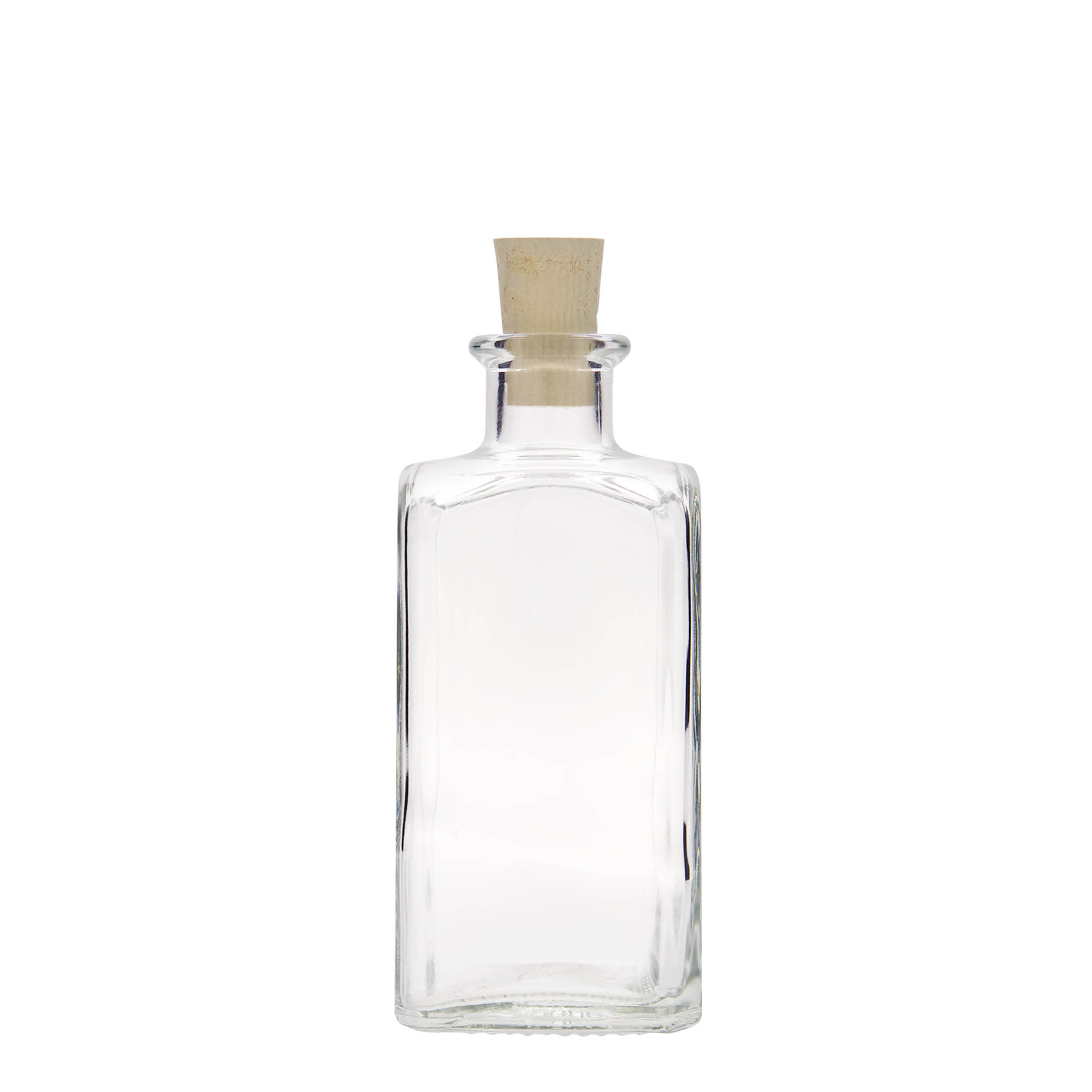 250 ml skleněná láhev Apotheker Carré, čtvercová, hrdlo: korek