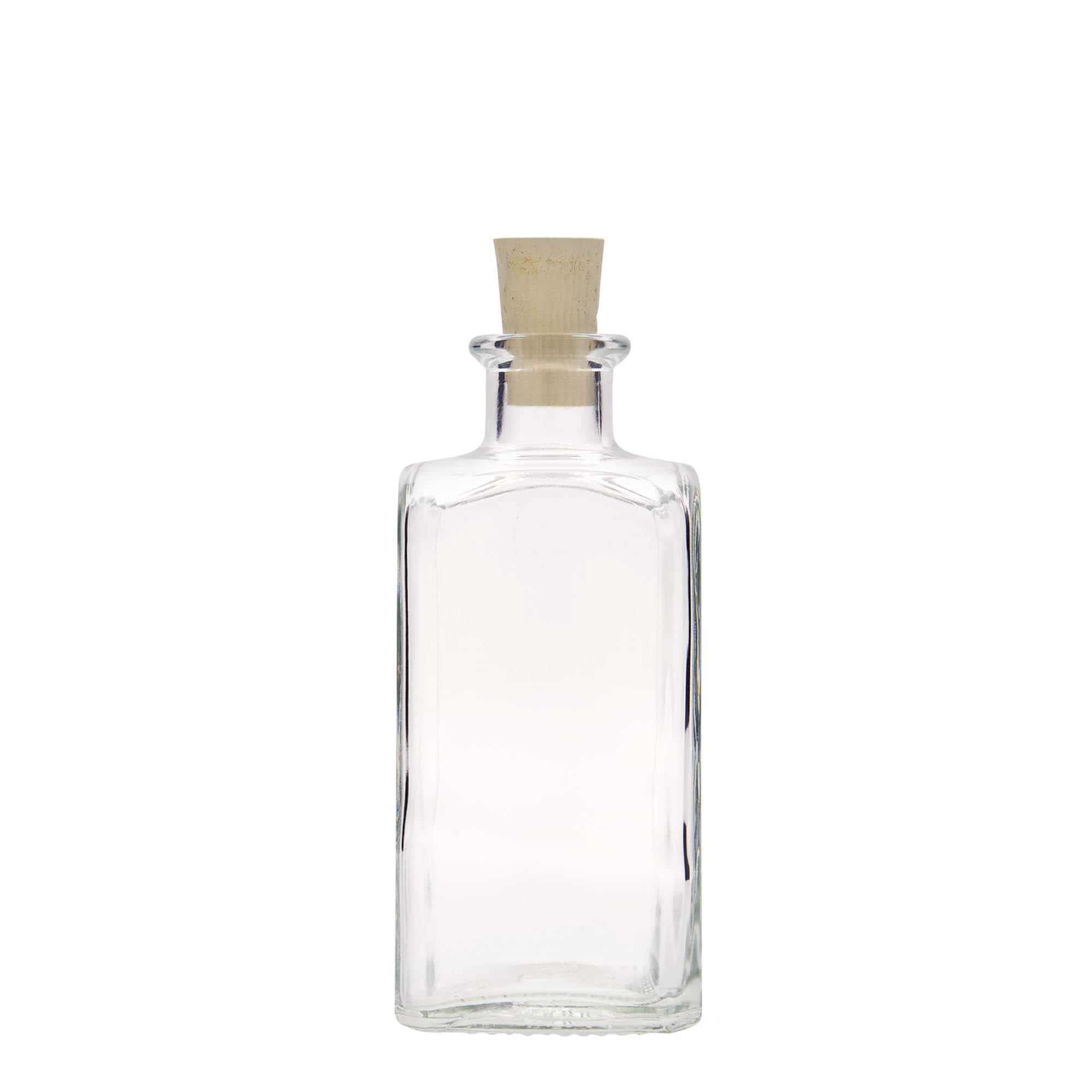 250 ml skleněná láhev Apotheker Carré, čtvercová, hrdlo: korek