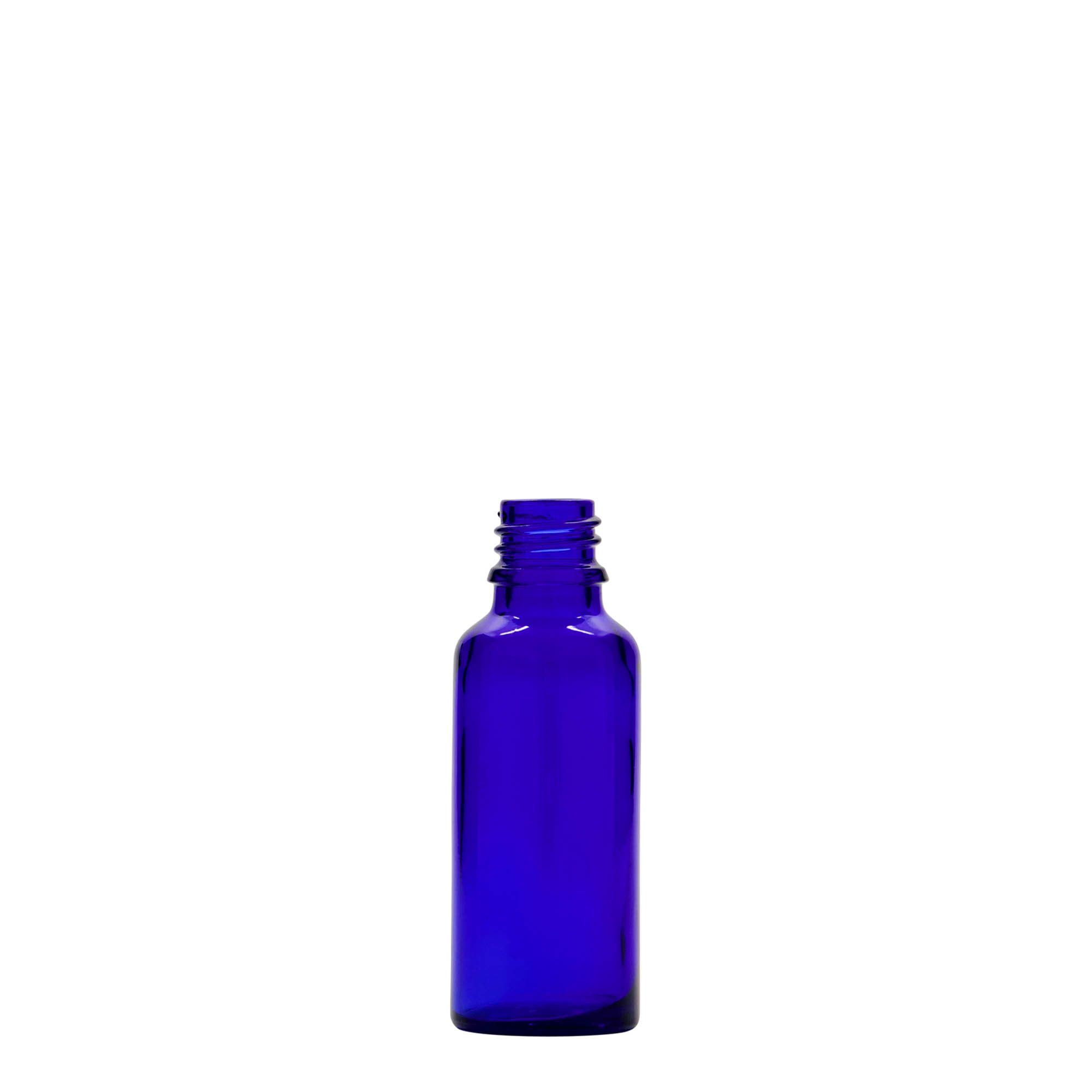 30 ml lékovka, sklo, královská modř, hrdlo: DIN 18 30 ml lékovka, sklo, královská modř, hrdlo: DIN 18