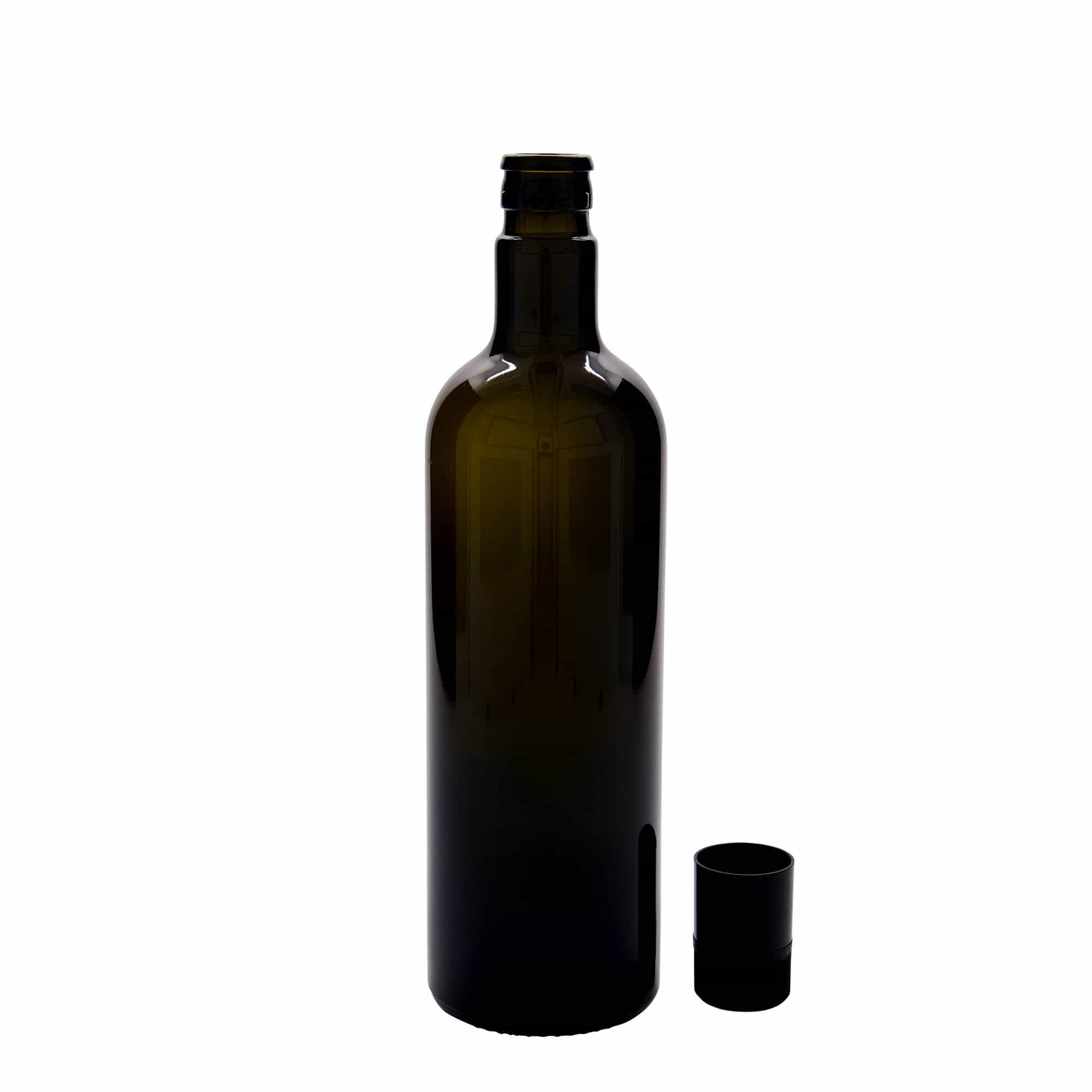 750 ml láhev na ocet/olej 'Willy New', sklo, antik zelená, hrdlo: DOP