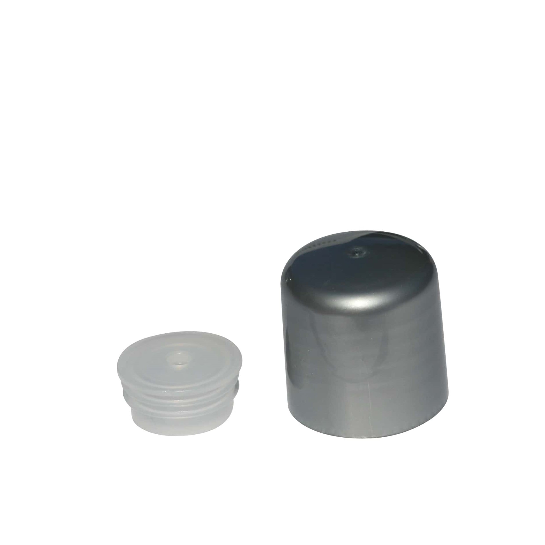Šroubovací uzávěr s rozprašovací vložkou, plast PP, stříbrný, pro ústí: GPI 24/410