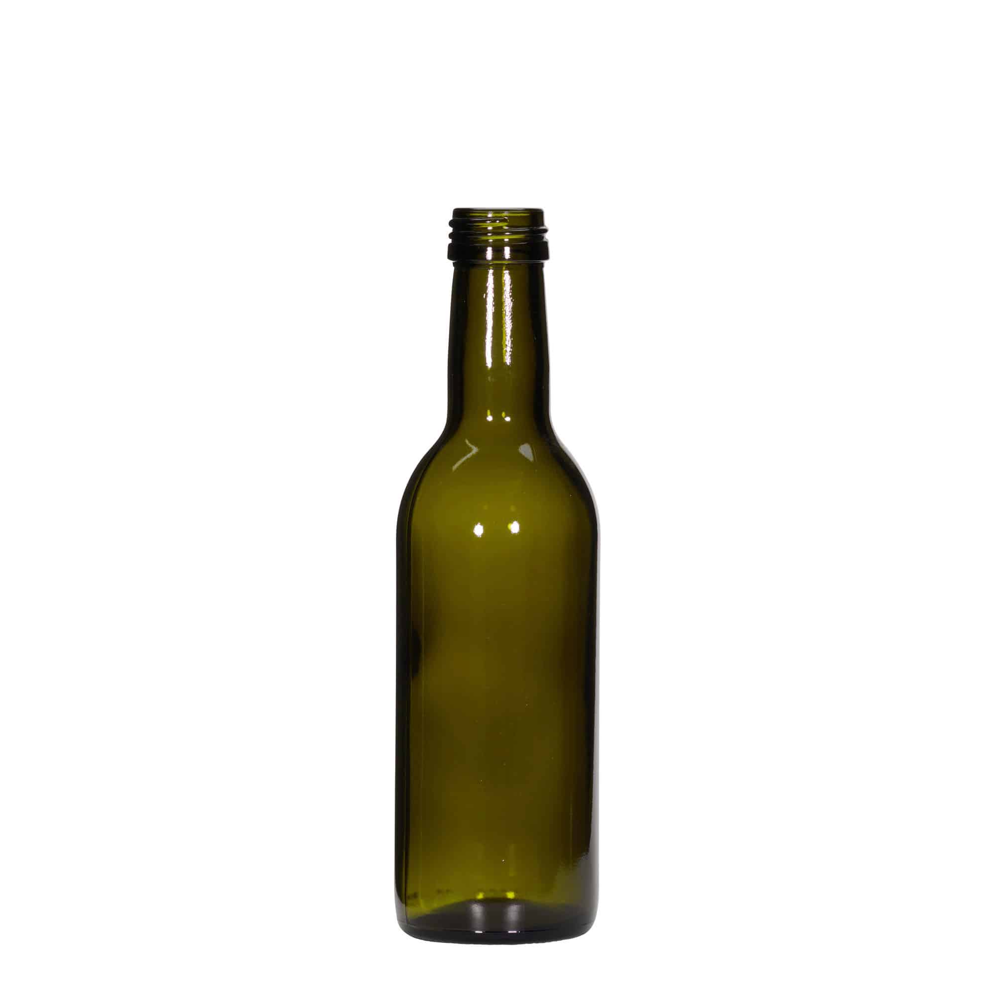 250 ml skleněná láhev 'Bordeaux', antik zelená, hrdlo: PP 28 250 ml skleněná láhev 'Bordeaux', antik zelená, hrdlo: PP 28