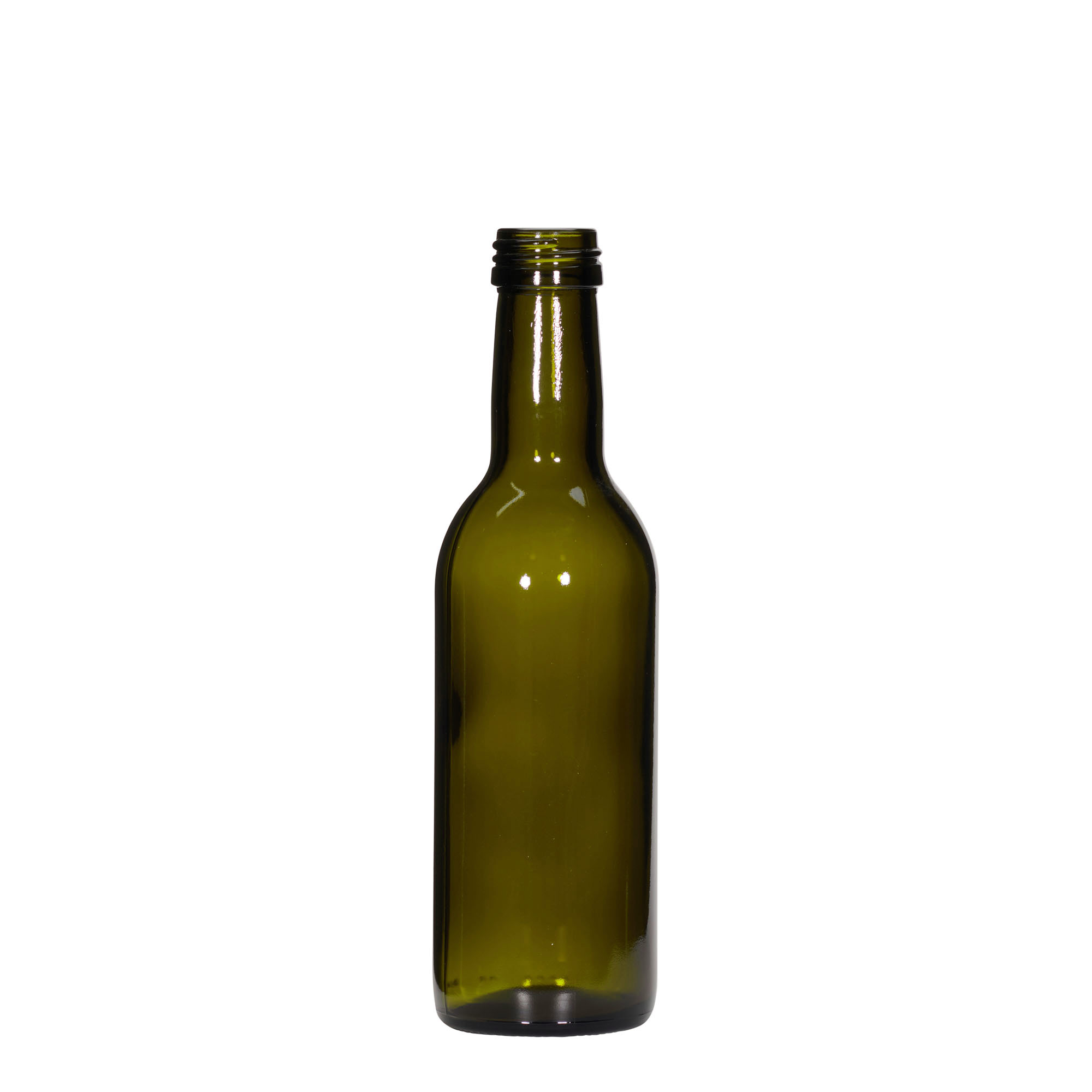 250 ml skleněná láhev 'Bordeaux', antik zelená, hrdlo: PP 28