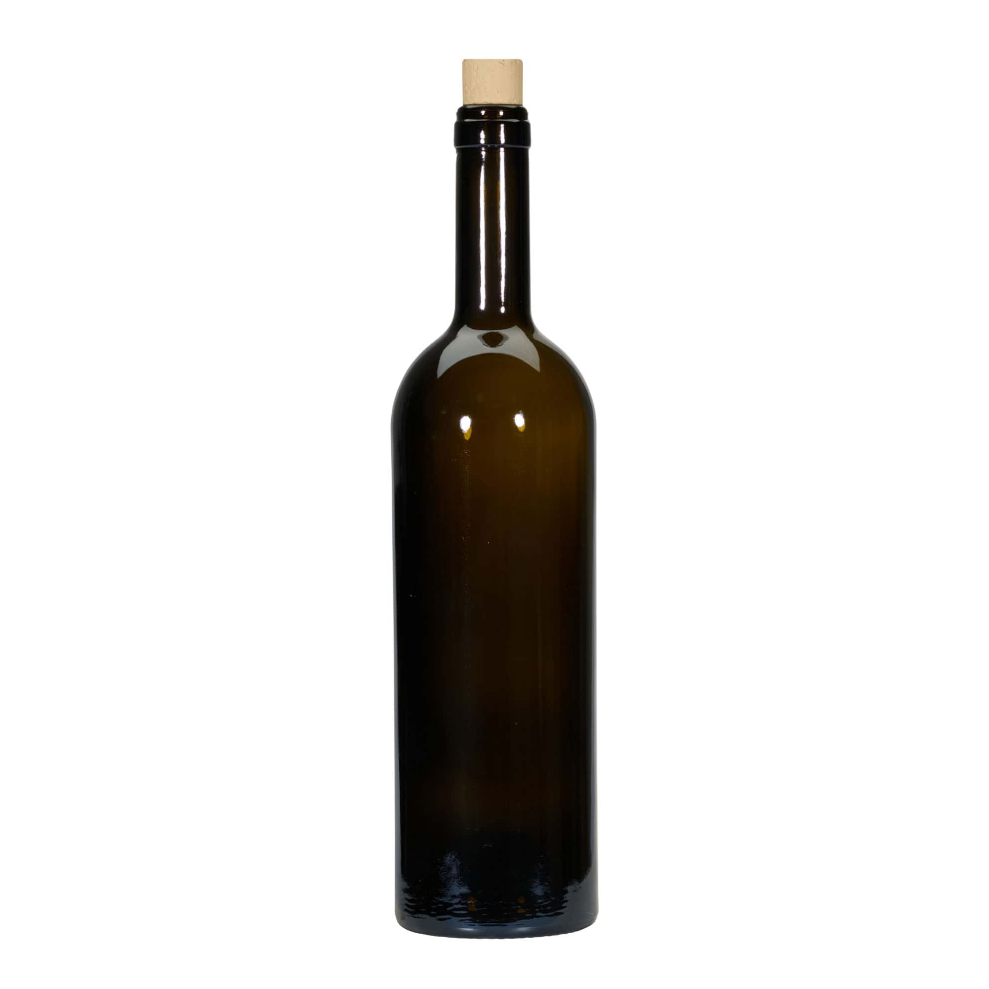 750 ml vinná láhev „Golia“, antik zelená, hrdlo: korek