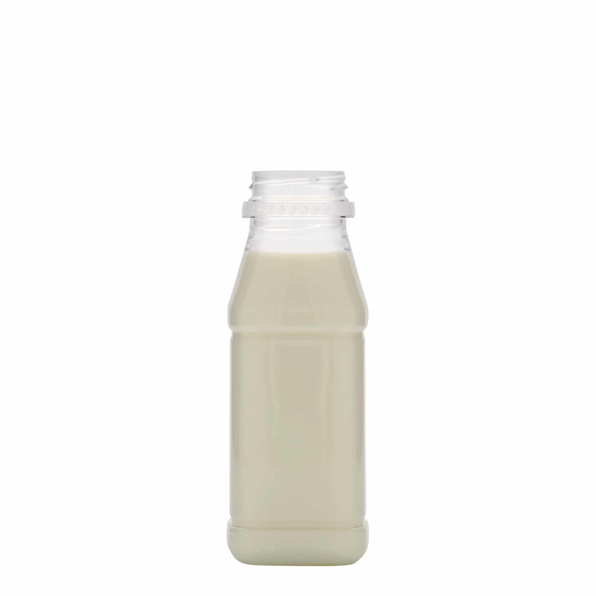 PET lahev 250 ml 'Milk and Juice Carré', čtvercová, plast, ústí: 38 mm