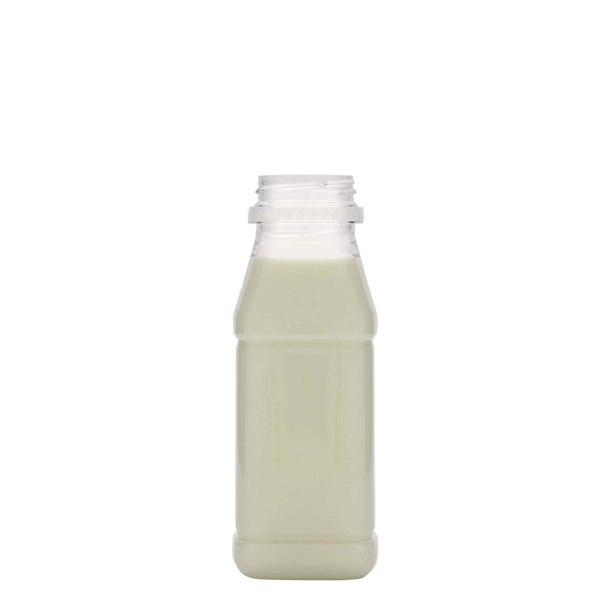 250 ml PET láhev „Milk and Juice Carré“, čtvercová, plastová, hrdlo: 38 mm