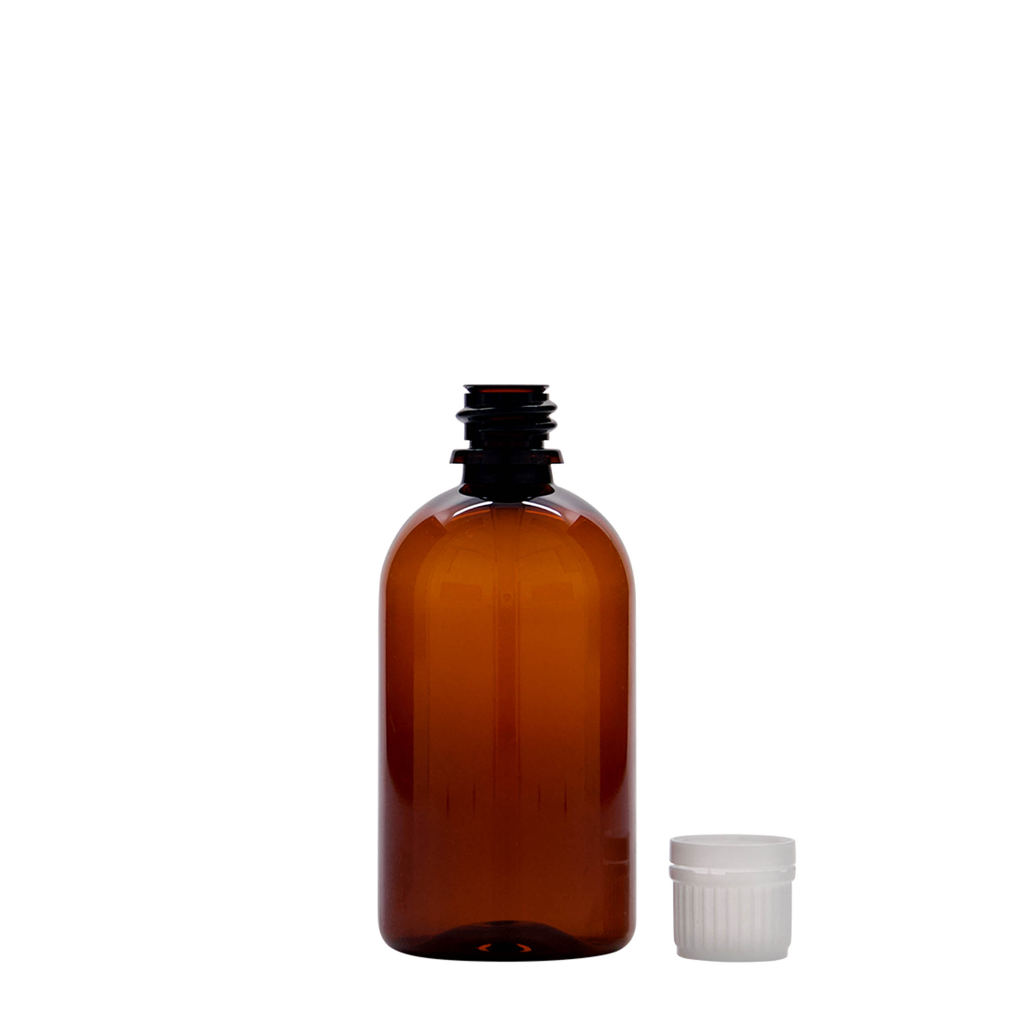 100 ml PET-lékovka „Easy Living“, hnědá, plast, hrdlo: DIN 18