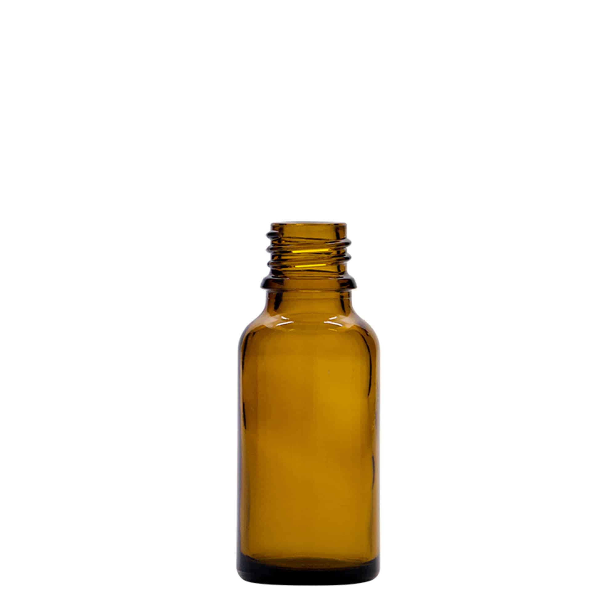 Lahvička na léky s pipetou 20 ml, sklo, hnědá, ústí: DIN 18