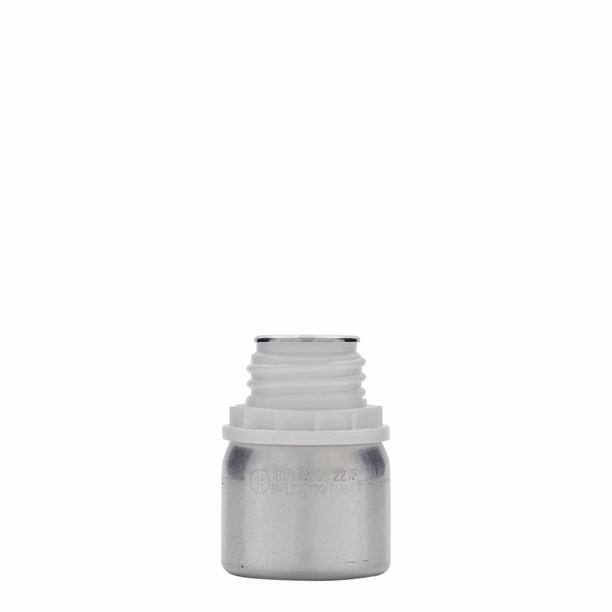 50 ml hliníková láhev, kov, stříbrná, hrdlo: DIN 32