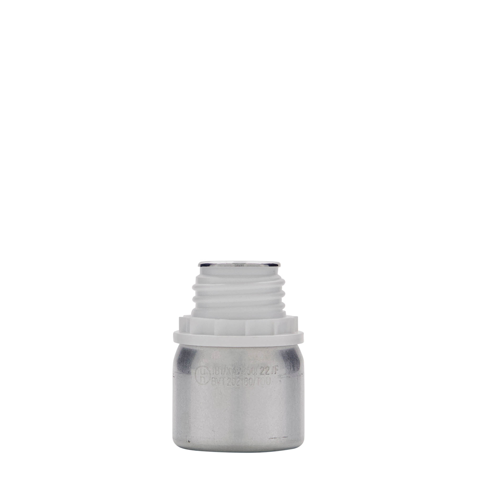 50 ml hliníková láhev, kov, stříbrná, hrdlo: DIN 32
